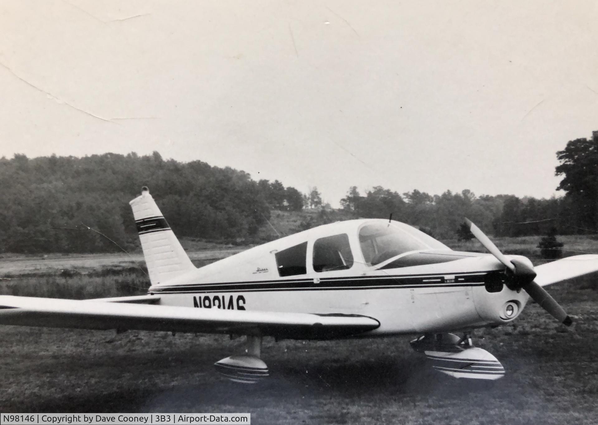N98146, 1969 Piper PA-28-140 C/N 28-26072, Picture taken on grass landing strip (3B3) in Sterling,MA in late summer of 1970.