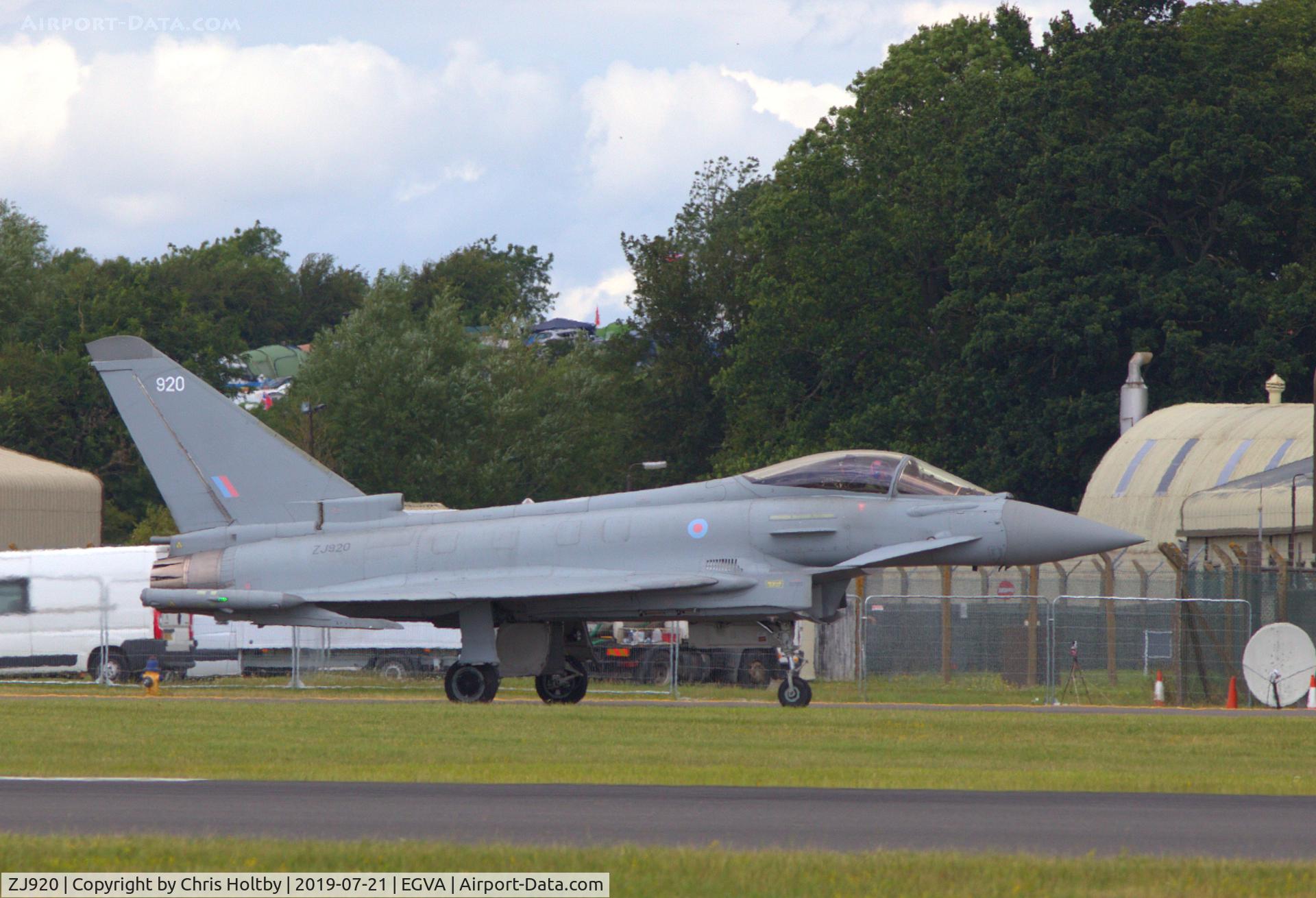 ZJ920, 2005 Eurofighter EF-2000 Typhoon FGR4 C/N 0067/BS011, Returning to display aircraft parking at RIAT 2019 RAF Fairford