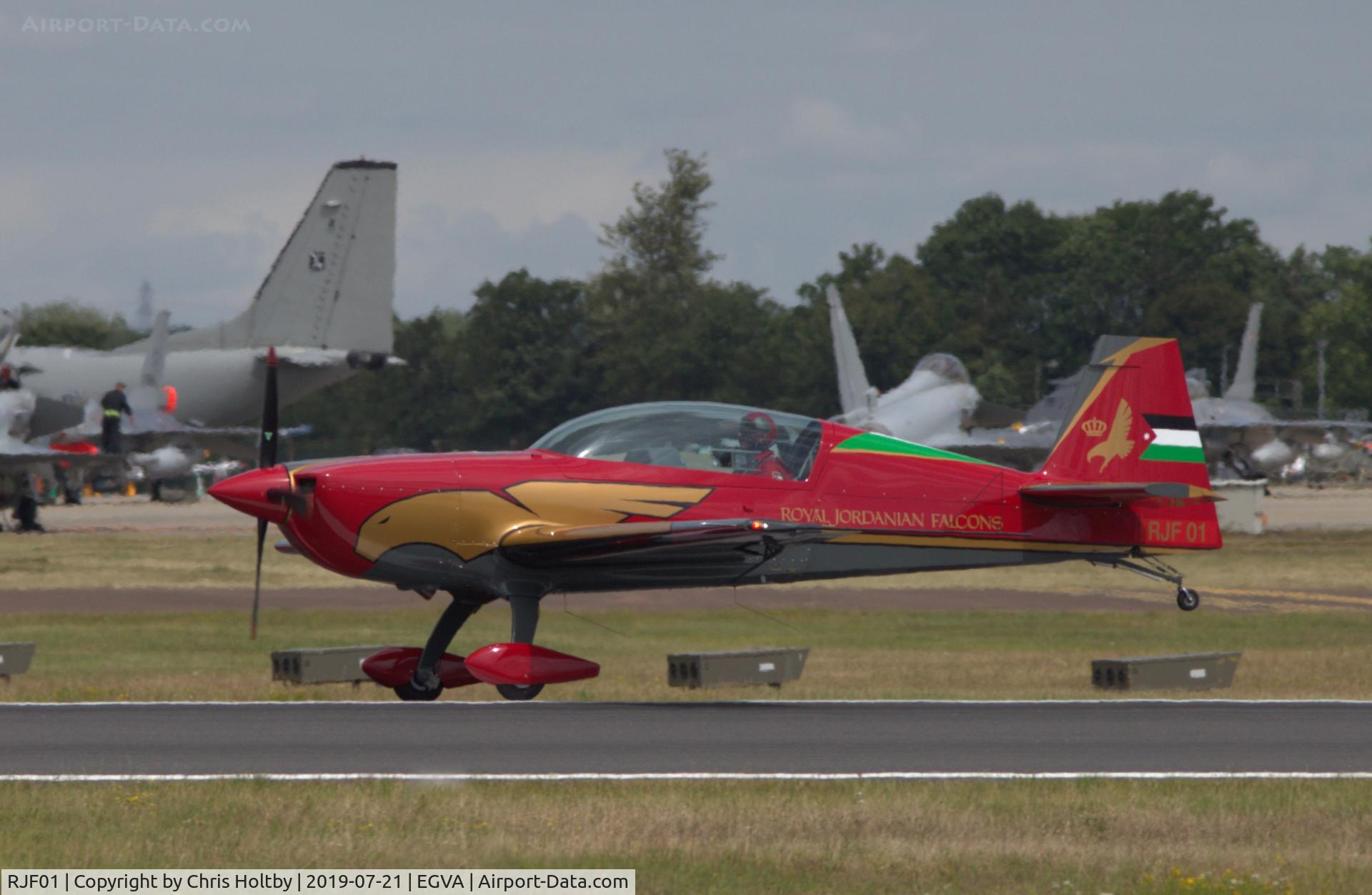 RJF01, 2018 Extra EA-300LC C/N LC069, Royal Jordanian Falcons team display at RIAT 2019 Fairford