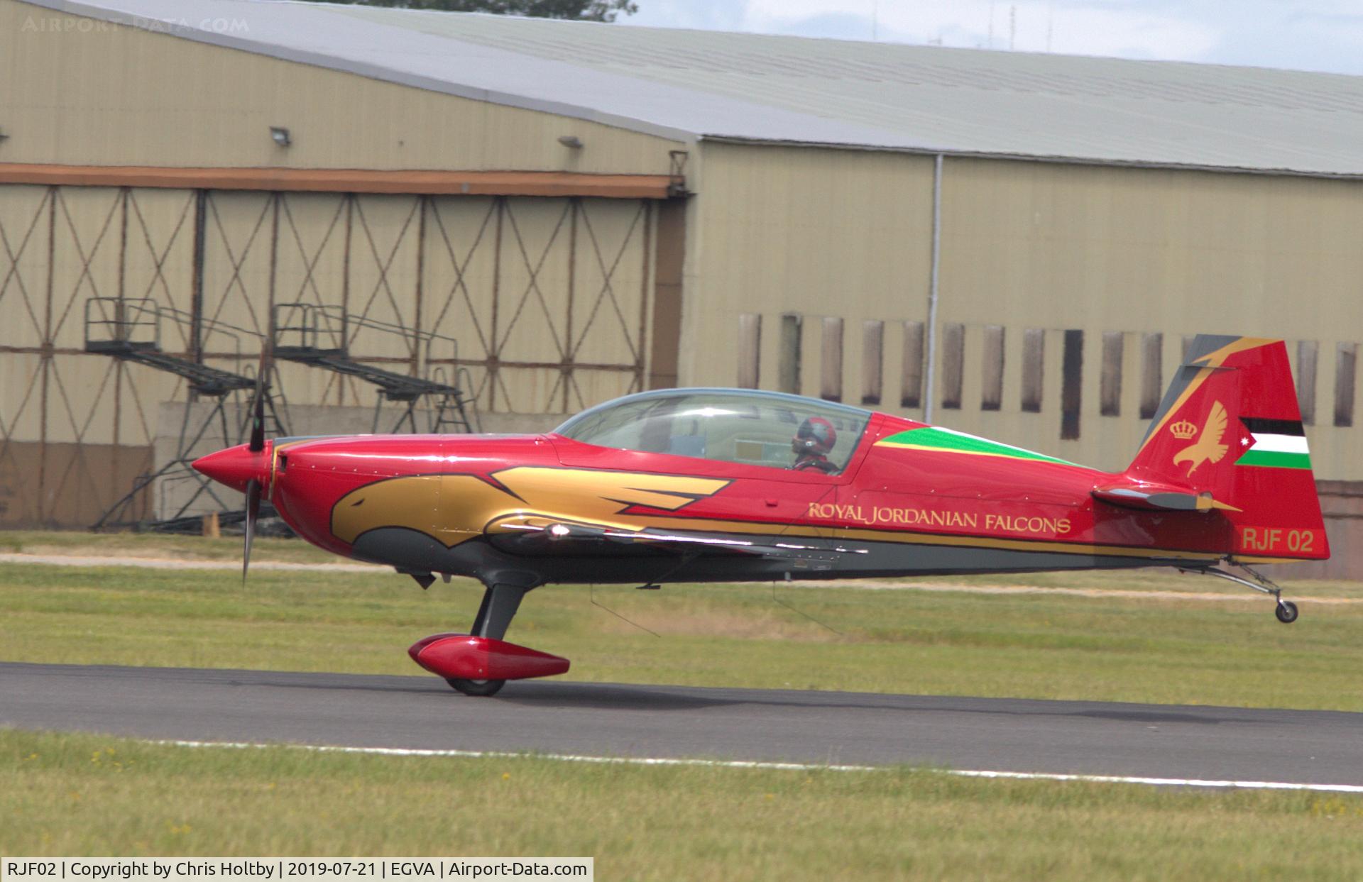 RJF02, 2018 Extra EA-300LC C/N LC070, Royal Jordanian Falcons team at RIAT 2019 Fairford