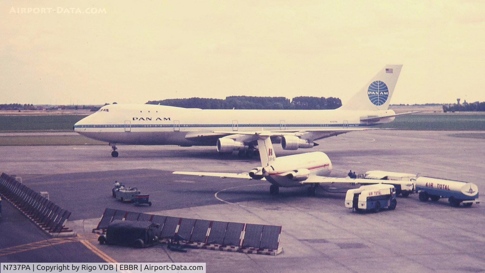 N737PA, 1970 Boeing 747-121 C/N 19644, At Brussels in early 1970's.