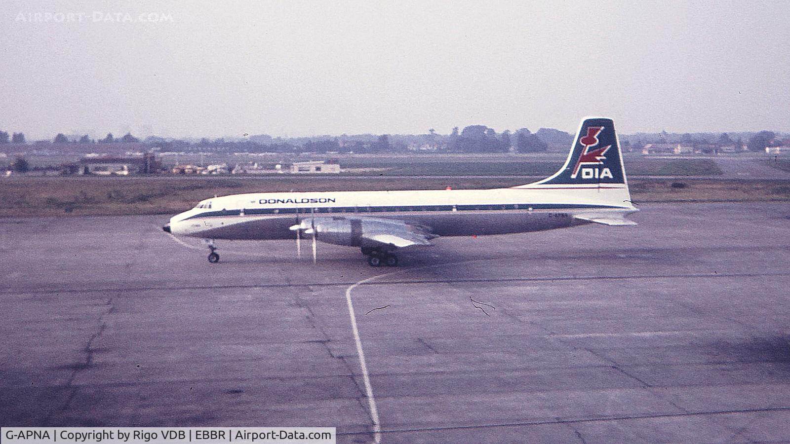 G-APNA, 1958 Bristol 175 Britannia 317 C/N 13425, G-APNA at Brussels in late 1960's.