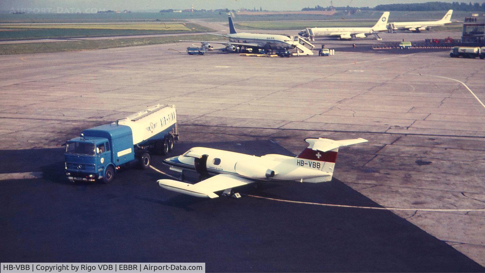 HB-VBB, 1965 Learjet 23 C/N 23-045A, Late 1960's at Brussels.
