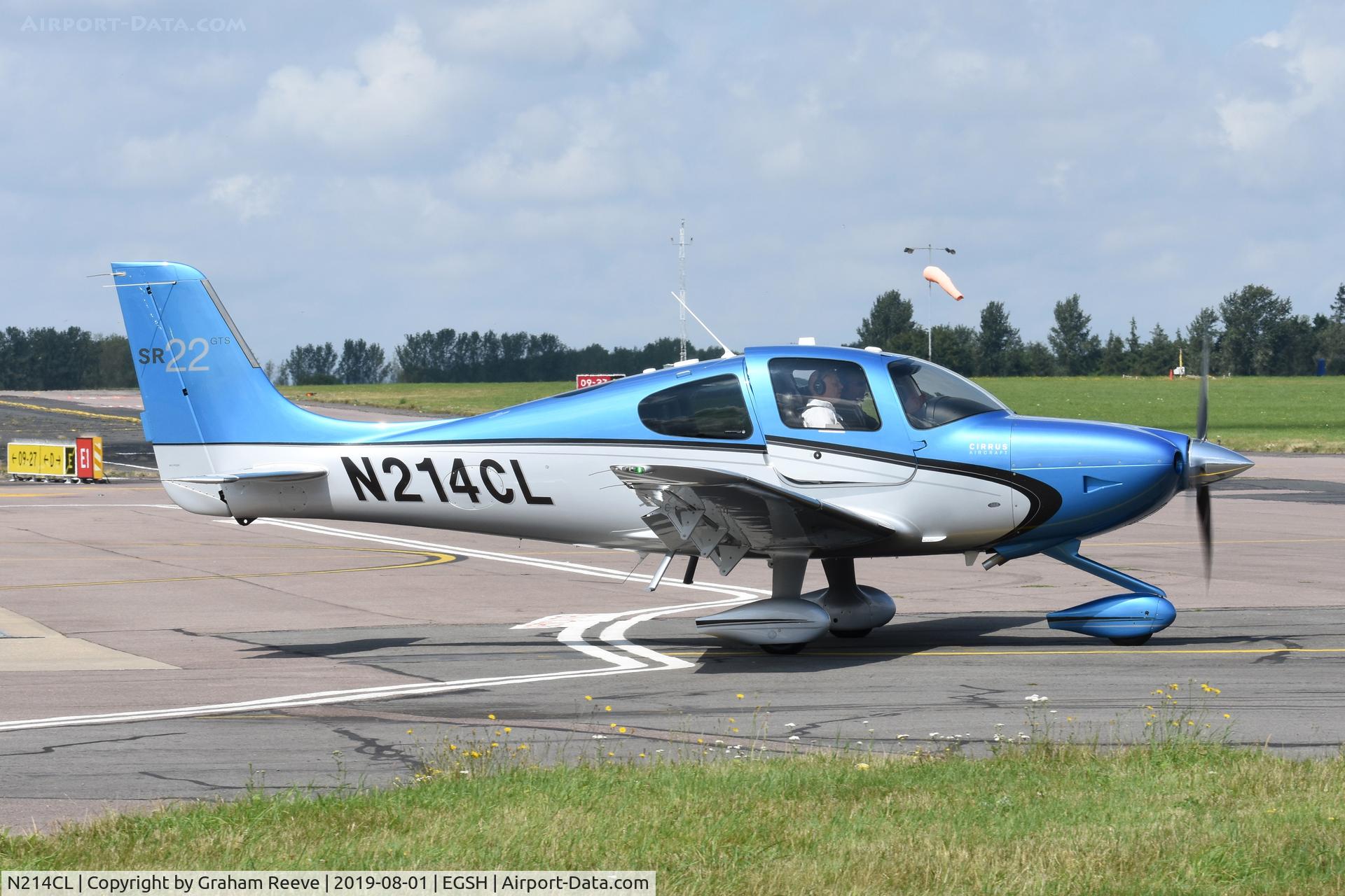 N214CL, 2012 Cirrus SR22 GTS C/N 3830, Departing from Norwich.