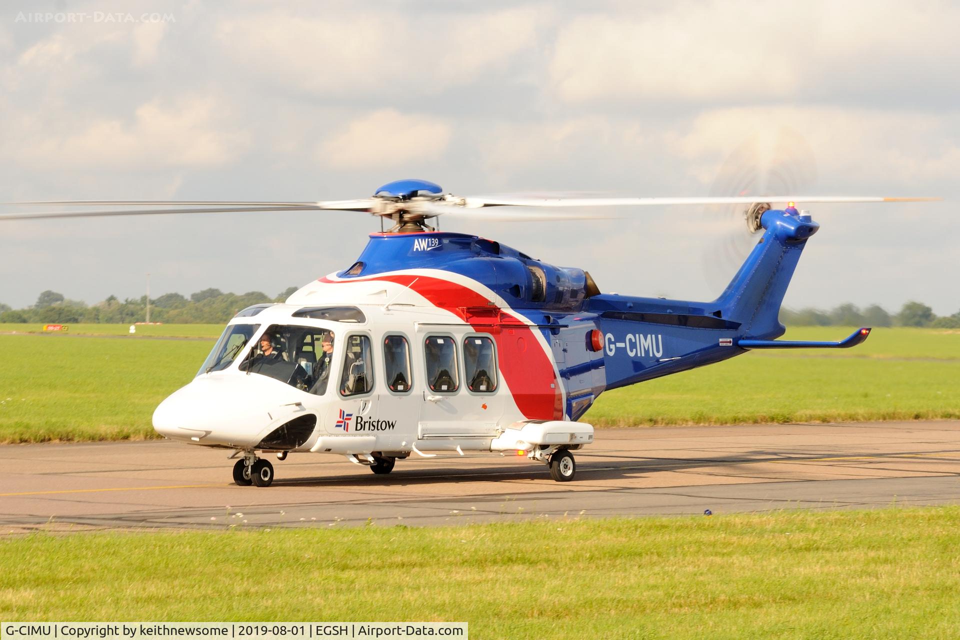 G-CIMU, 2015 AgustaWestland AW-139 C/N 31583, Leaving Norwich for offshore.
