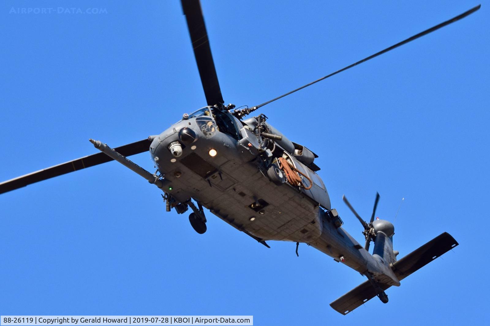 88-26119, 1988 Sikorsky HH-60G Pave Hawk C/N 70-1339, Departing BOI. 129th RQS, CA ANG, Moffett Field, CA.
