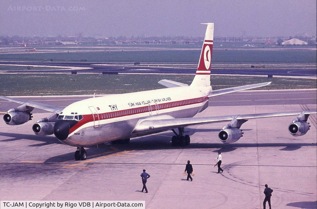 TC-JAM, 1960 Boeing 707-321 C/N 17607, TC-JAM  /  Truva in 1970's.  Place & date unknown.