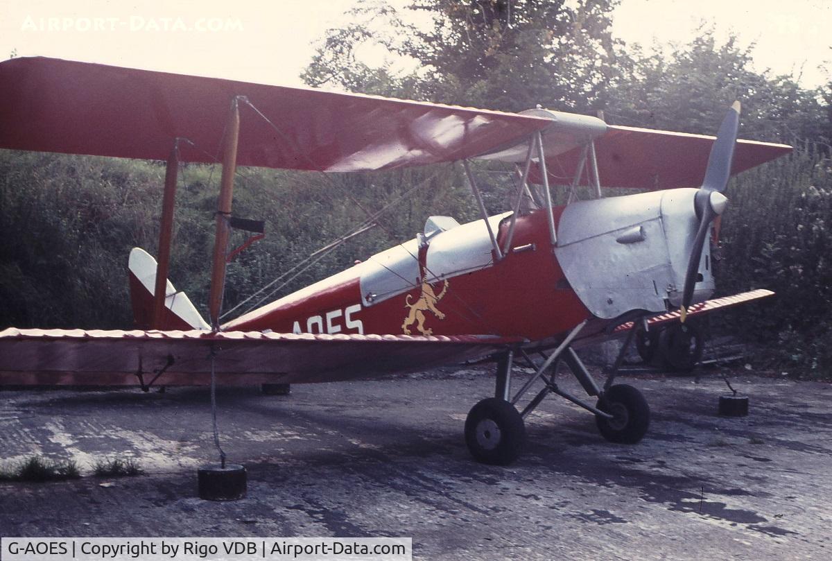 G-AOES, 1941 De Havilland DH-82A Tiger Moth II C/N 84547, In 1970's. Place & date unknown.