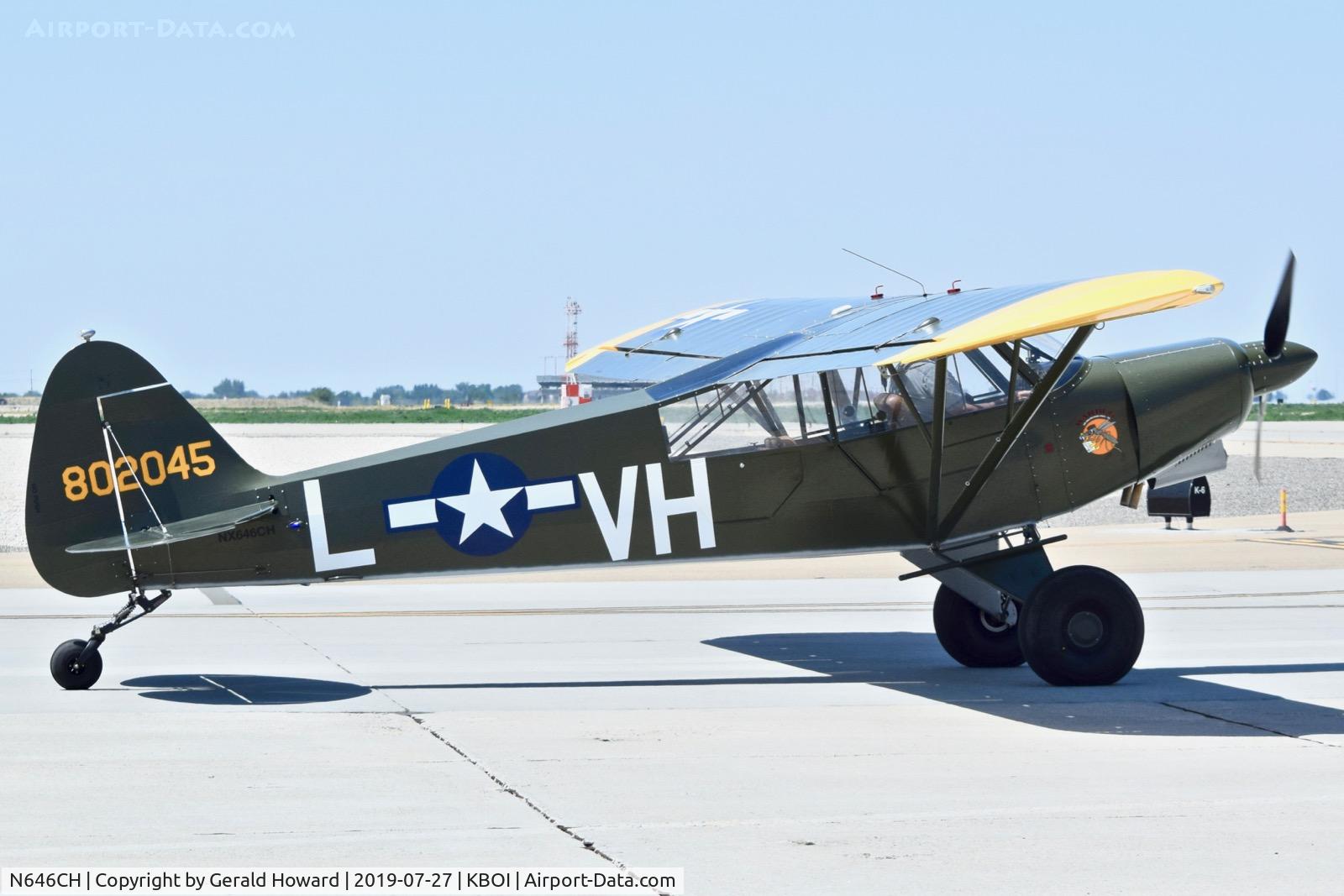 N646CH, Piper L-21B Super Cub C/N 802045, Waiting for clearance onto RWY 28L.