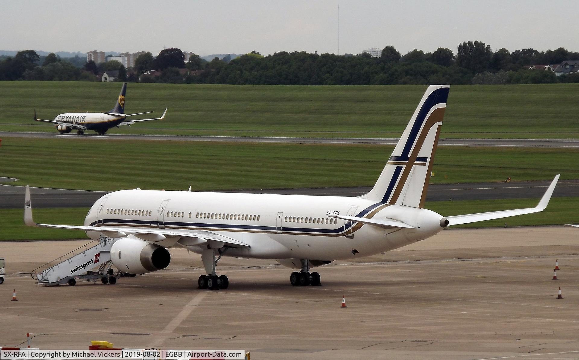SX-RFA, 1999 Boeing 757-23N C/N 30232, Parked on the elmdon apron