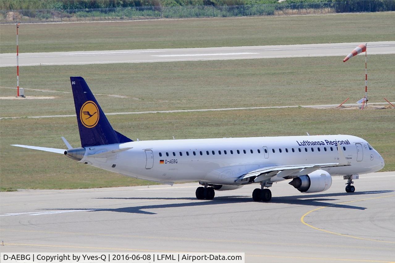 D-AEBG, 2011 Embraer 195LR (ERJ-190-200LR) C/N 19000423, Embraer ERJ-195LR, Ready to take off rwy 31R, Marseille-Provence Airport (LFML-MRS)