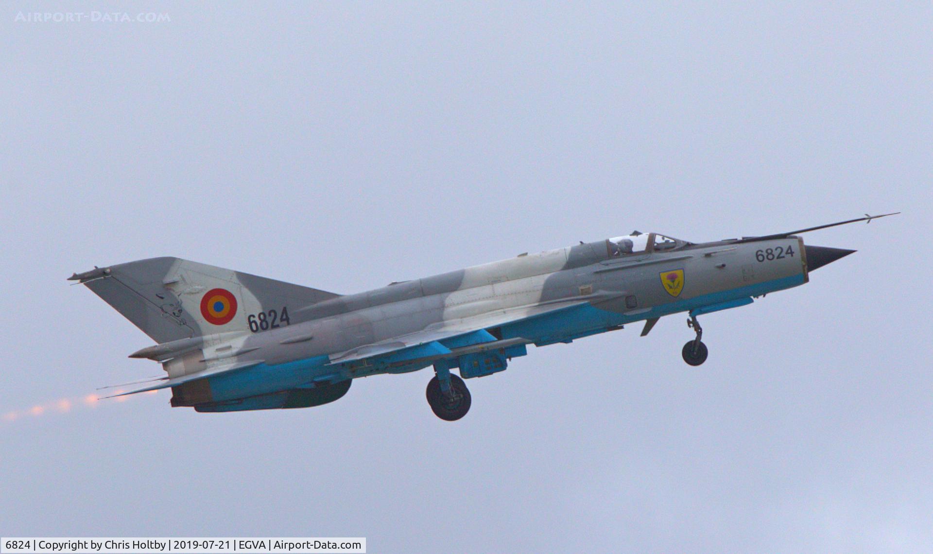 6824, Mikoyan-Gurevich MiG-21MF-75 Lancer C C/N 96006824/0524, Taking off for solo display ar RIAT 2019 RAF Fairford
