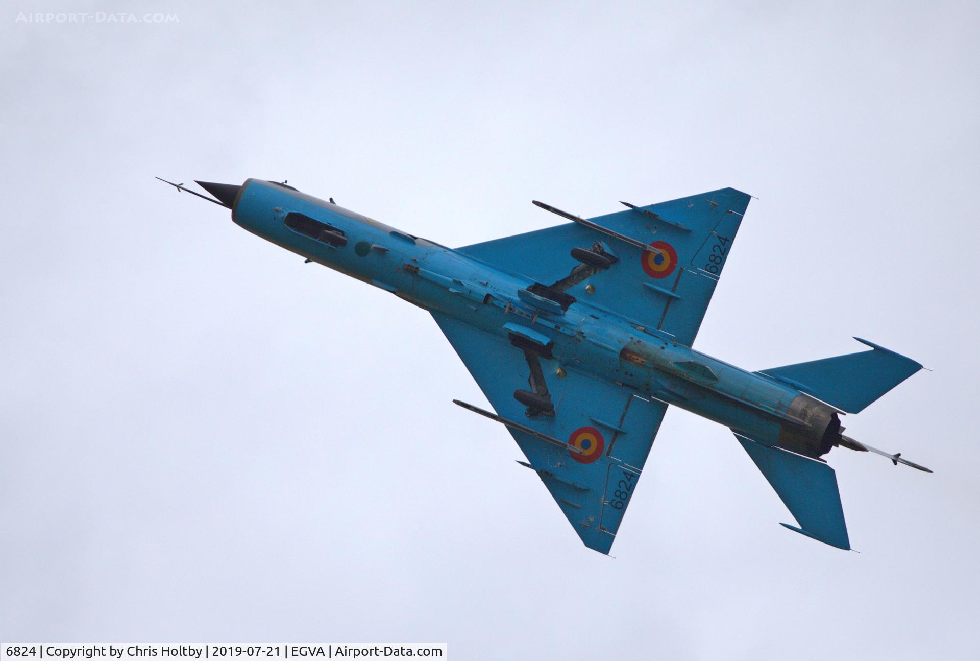 6824, Mikoyan-Gurevich MiG-21MF-75 Lancer C C/N 96006824/0524, The MiG Lancer in its solo display over the crowdline at RIAT 2019 RAF Fairford