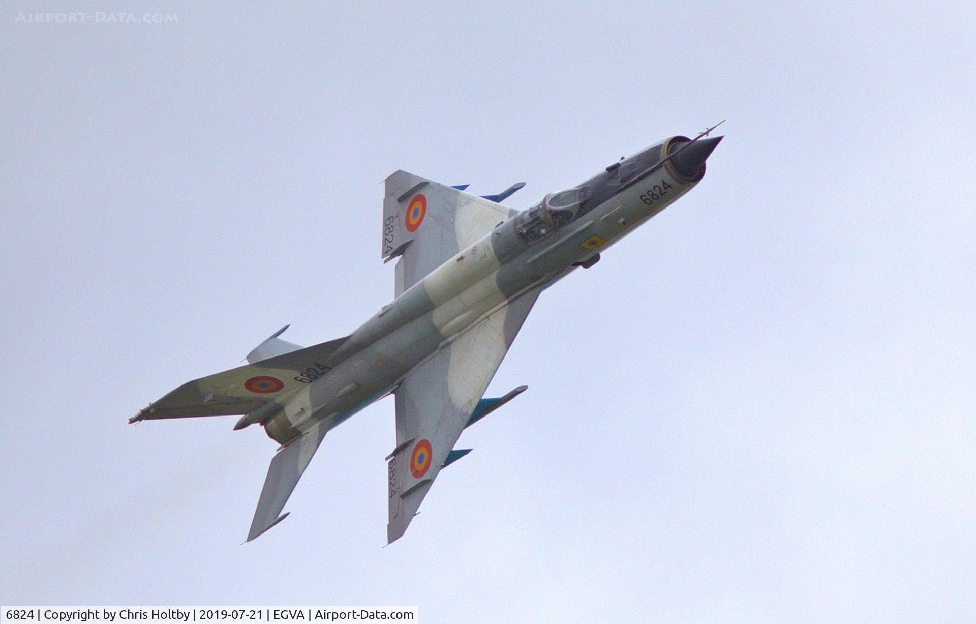 6824, Mikoyan-Gurevich MiG-21MF-75 Lancer C C/N 96006824/0524, The MiG Lancer finishing its solo display with an ultra-fast flyby over the crowdline at RIAT 2019 Fairford