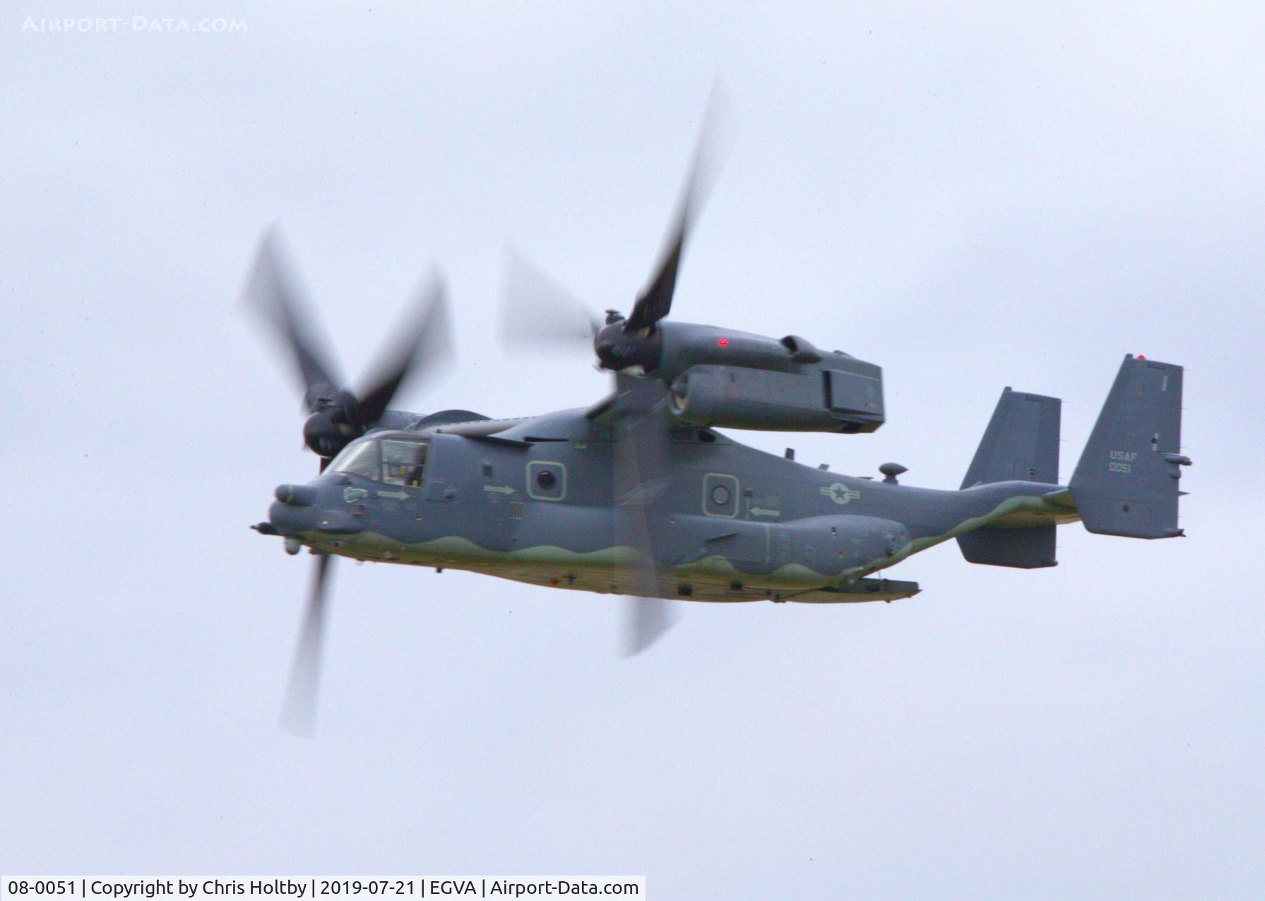 08-0051, Bell-Boeing CV-22B Osprey C/N D1042, Bonus appearance of the Osprey at RIAT 2019 at RAF Fairford having suffered a mechanical fault and been forced to divert to Brize Norton the day before.