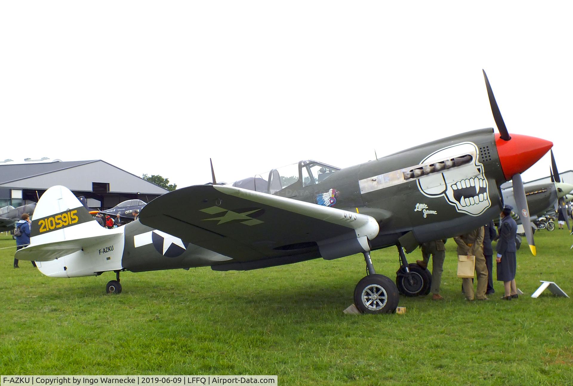 F-AZKU, 1942 Curtiss P-40N Warhawk C/N 29677, Curtiss P-40N Warhawk at the Meeting Aerien 2019, La-Ferte-Alais