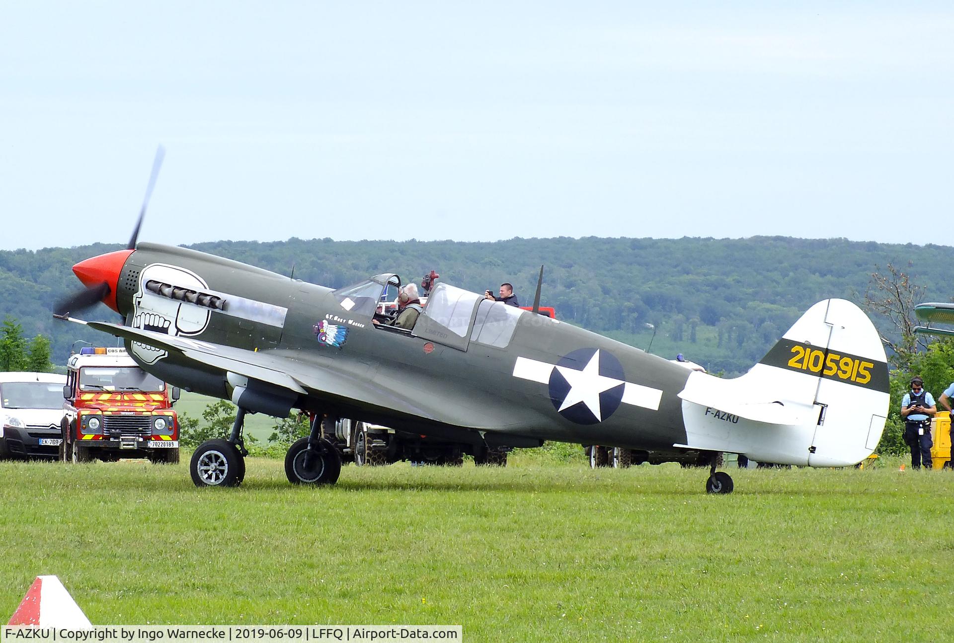 F-AZKU, 1942 Curtiss P-40N Warhawk C/N 29677, Curtiss P-40N Warhawk at the Meeting Aerien 2019, La-Ferte-Alais