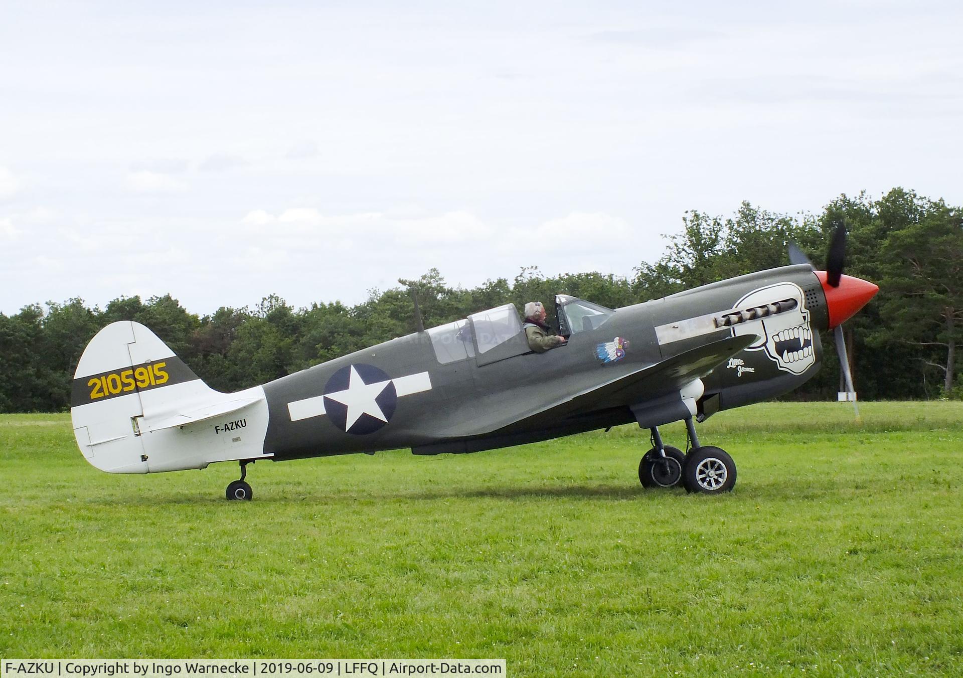 F-AZKU, 1942 Curtiss P-40N Warhawk C/N 29677, Curtiss P-40N Warhawk at the Meeting Aerien 2019, La-Ferte-Alais