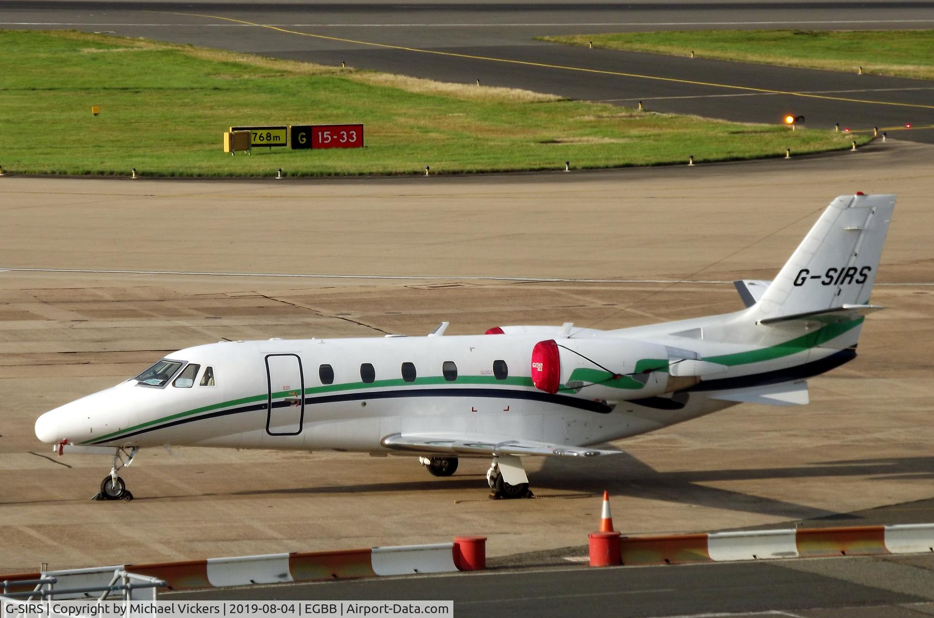 G-SIRS, 2001 Cessna 560XL Citation Excel C/N 560-5185, Parked on the Elmdon Apron