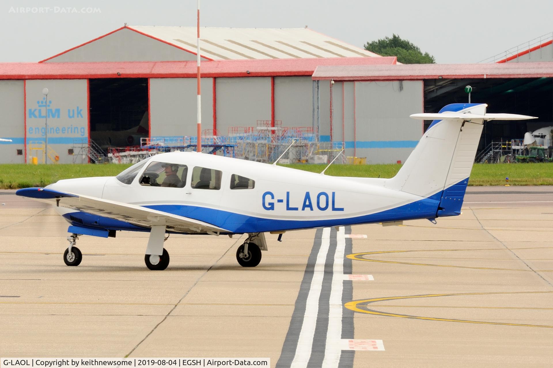 G-LAOL, 1979 Piper PA-28RT-201 Arrow IV C/N 28R-7918211, Leaving Norwich.