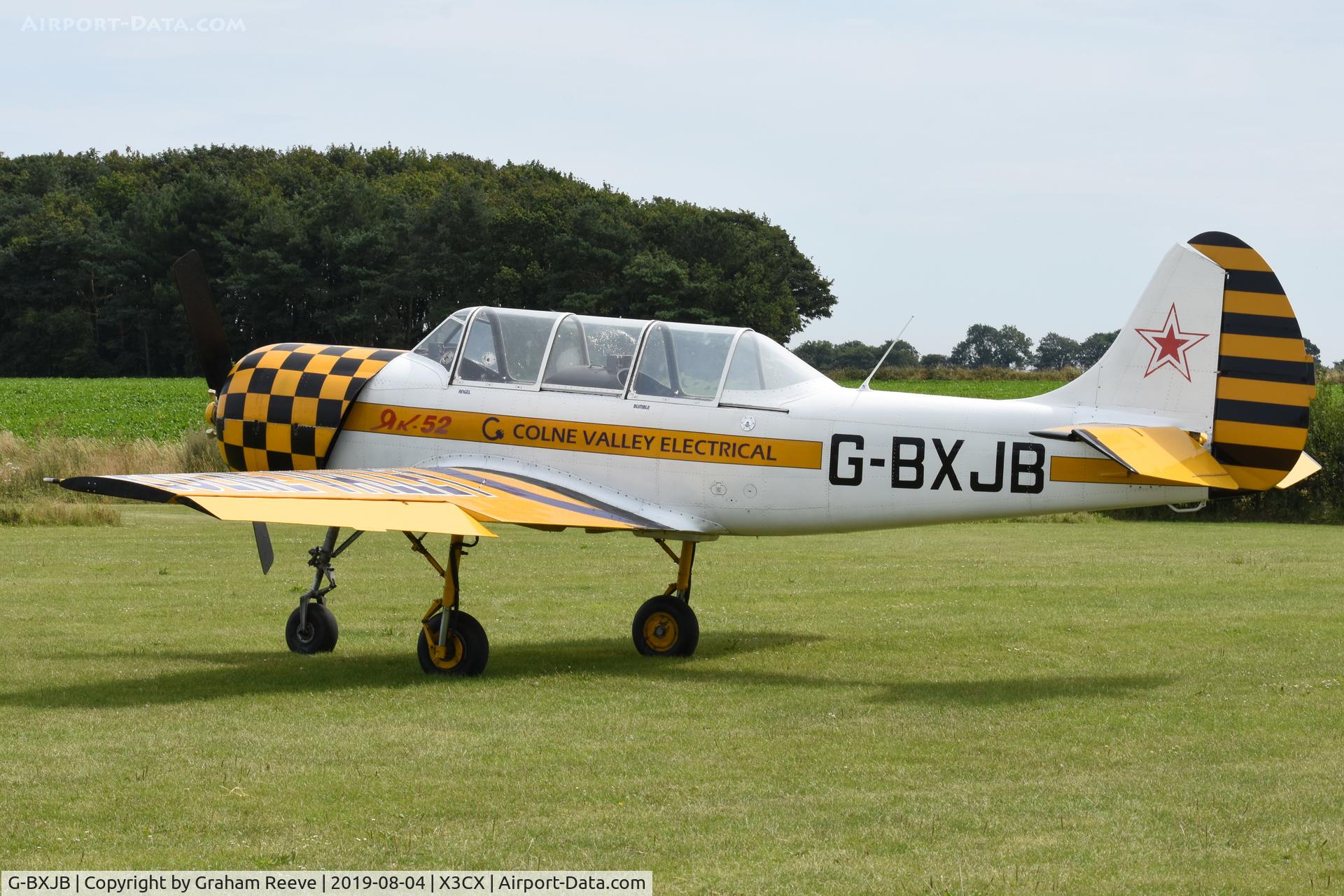 G-BXJB, 1987 Bacau Yak-52 C/N 877403, Parked at Northrepps.