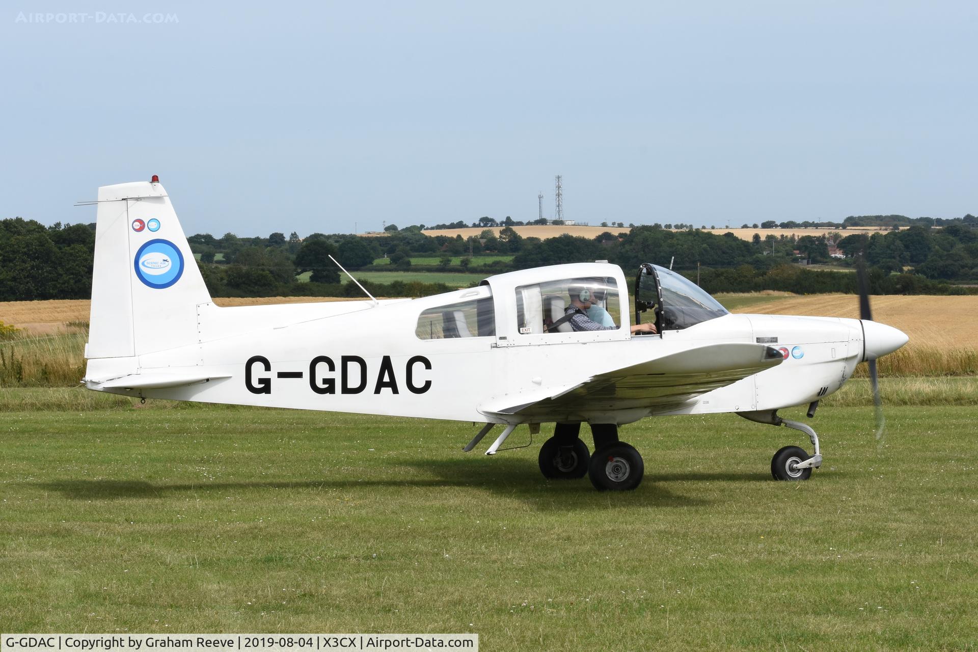 G-GDAC, 1976 Grumman American AA-5A Cheetah C/N AA5A-0347, Just landed at Northrepps.