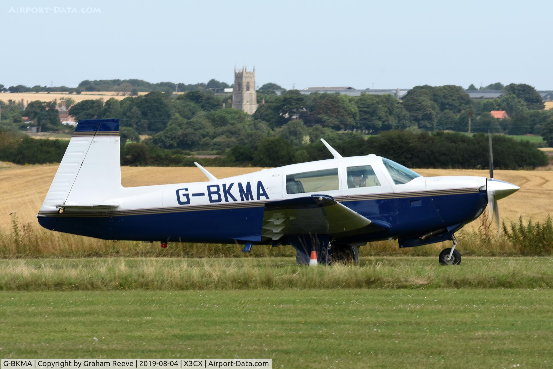 G-BKMA, 1982 Mooney M20J 201 C/N 24-1316, Just landed at Northrepps.