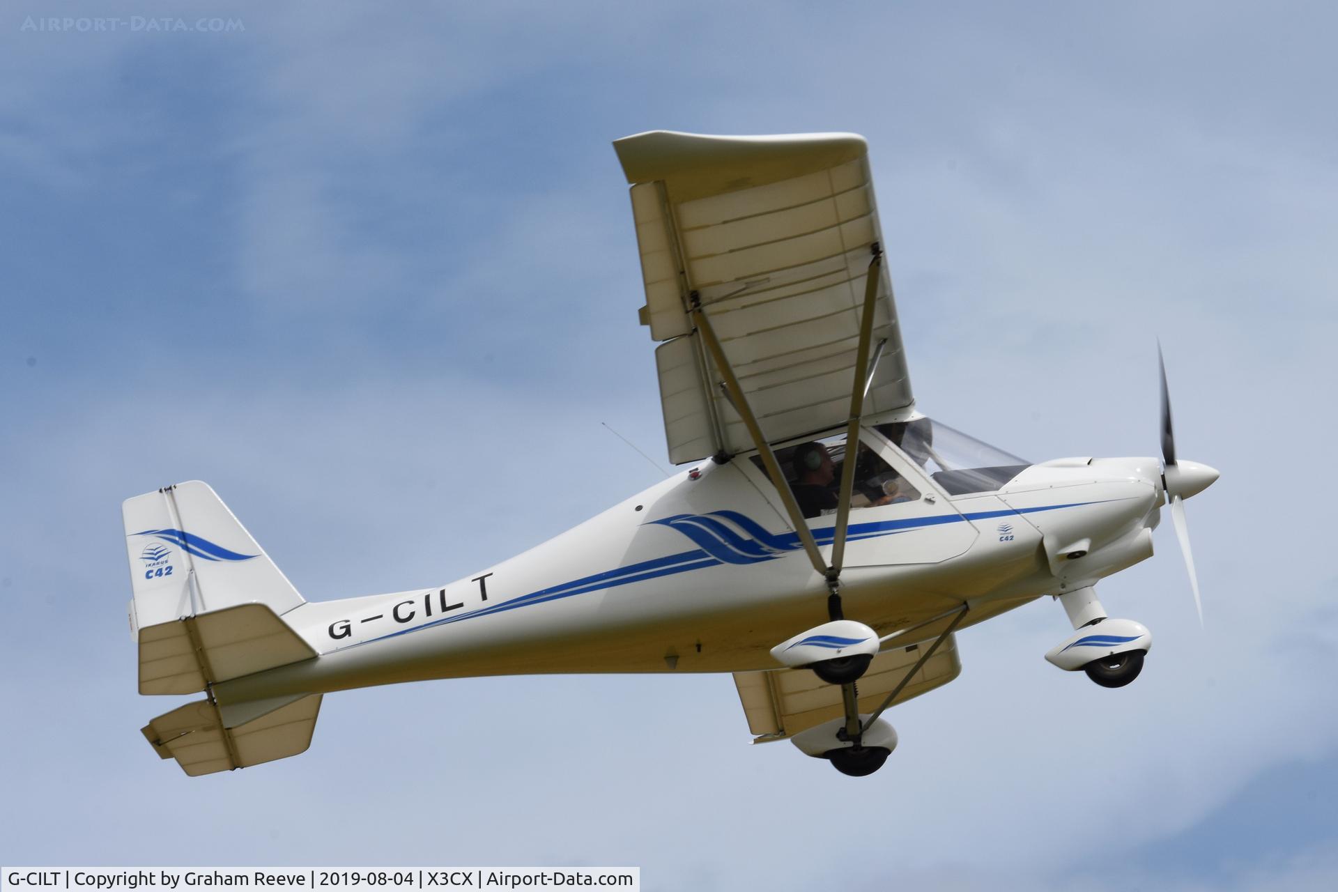 G-CILT, 2014 Comco Ikarus C42 FB100 Bravo C/N 1408-7343, Departing from Northrepps.