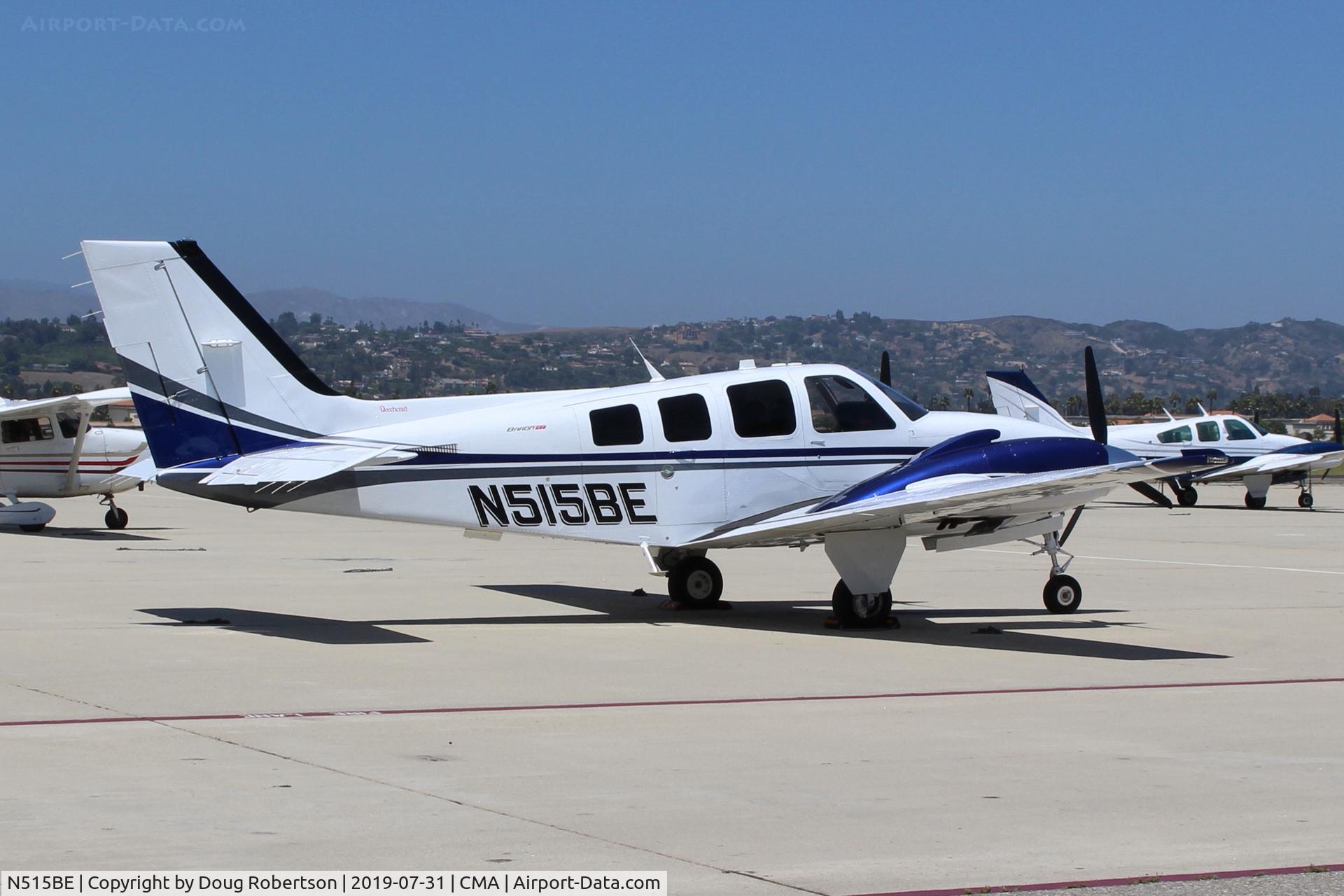 N515BE, 2019 Beechcraft G58 Baron C/N TH-2515, 2019 TEXTRON-BEECH G58 BARON, Continental IO-550-N 310 Hp, on Transient ramp