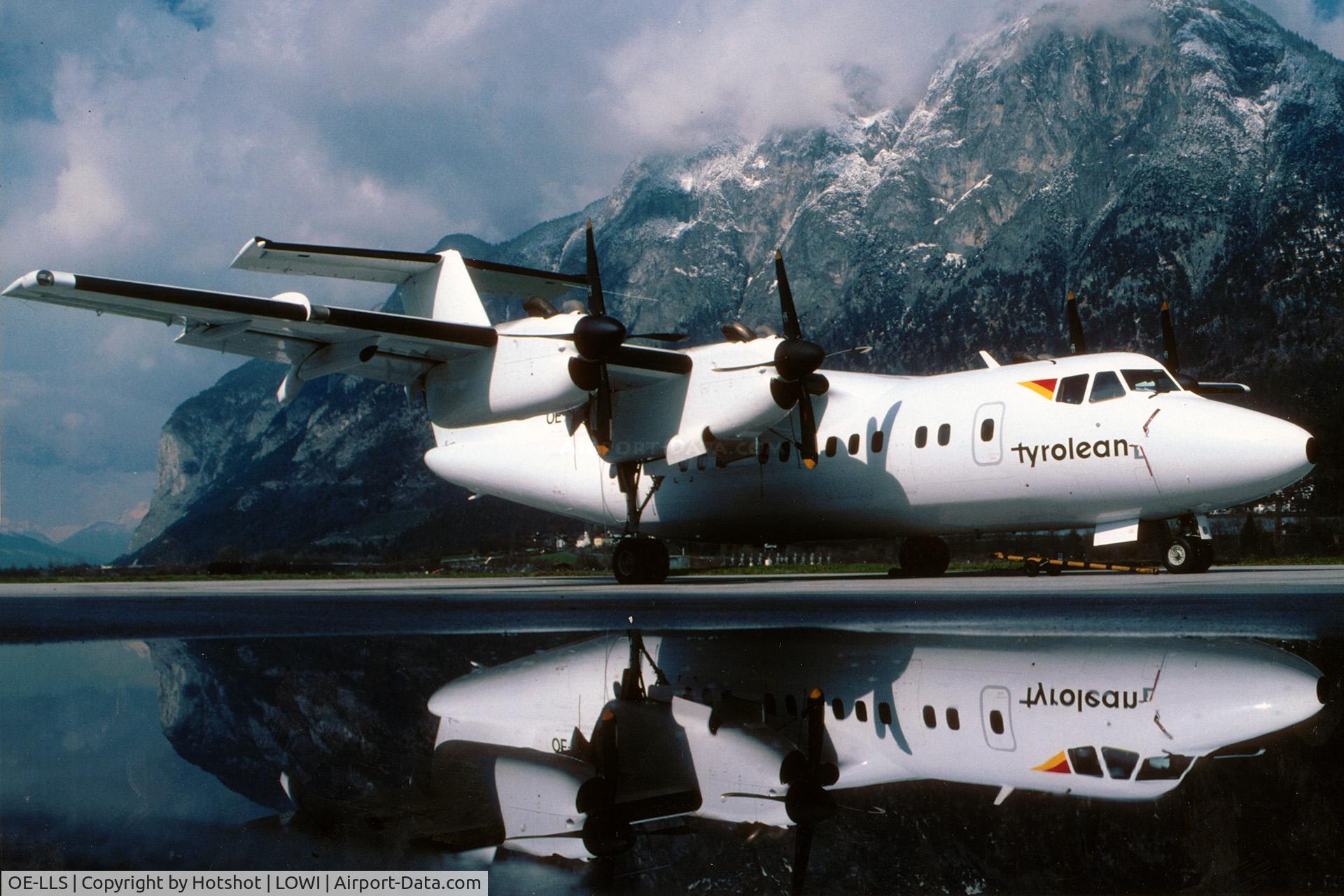 OE-LLS, 1979 De Havilland Canada DHC-7-102 Dash 7 C/N 22, Beautiful reflection; the image was actually taken by Mr. Wieser, ATCO at Innsbruck.