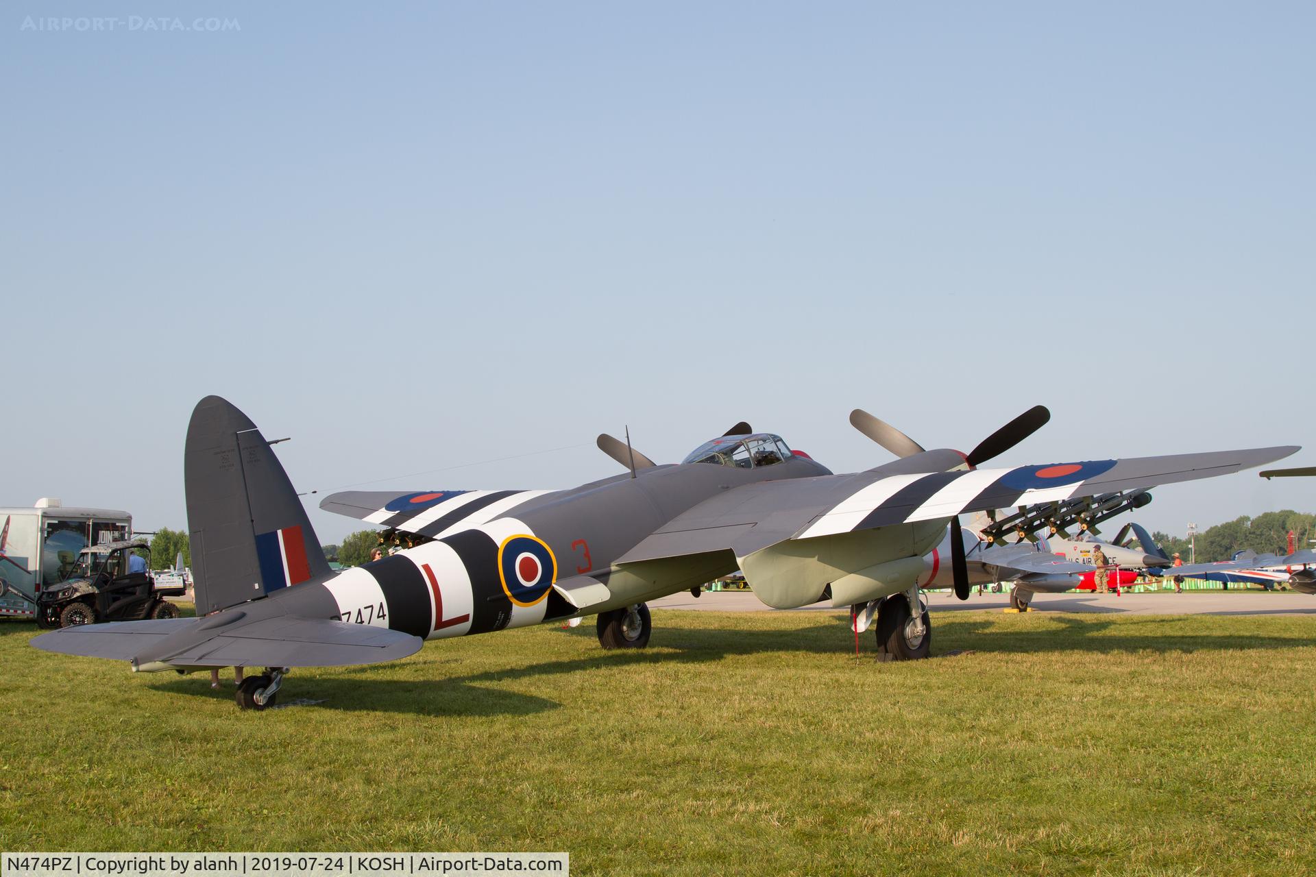 N474PZ, 1945 De Havilland DH.98 Mosquito FB.VI C/N NZ2384/PZ474, Parked in the Warbird area at AirVenture 2019