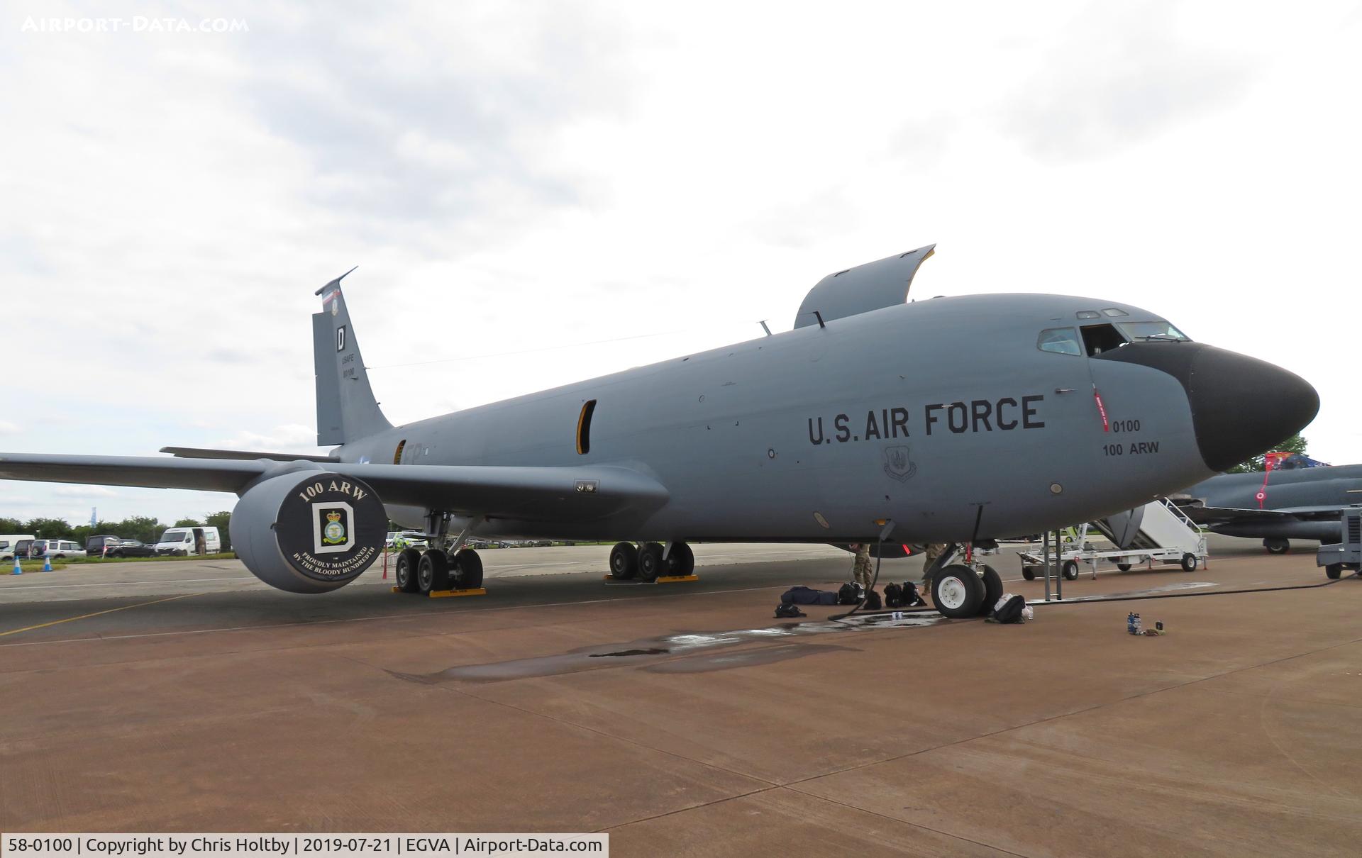 58-0100, 1958 Boeing KC-135R Stratotanker C/N 17845, Air Refueling Wing (100 ARW) Stratotanker on static display at RIAT 2019 RAF Fairford
