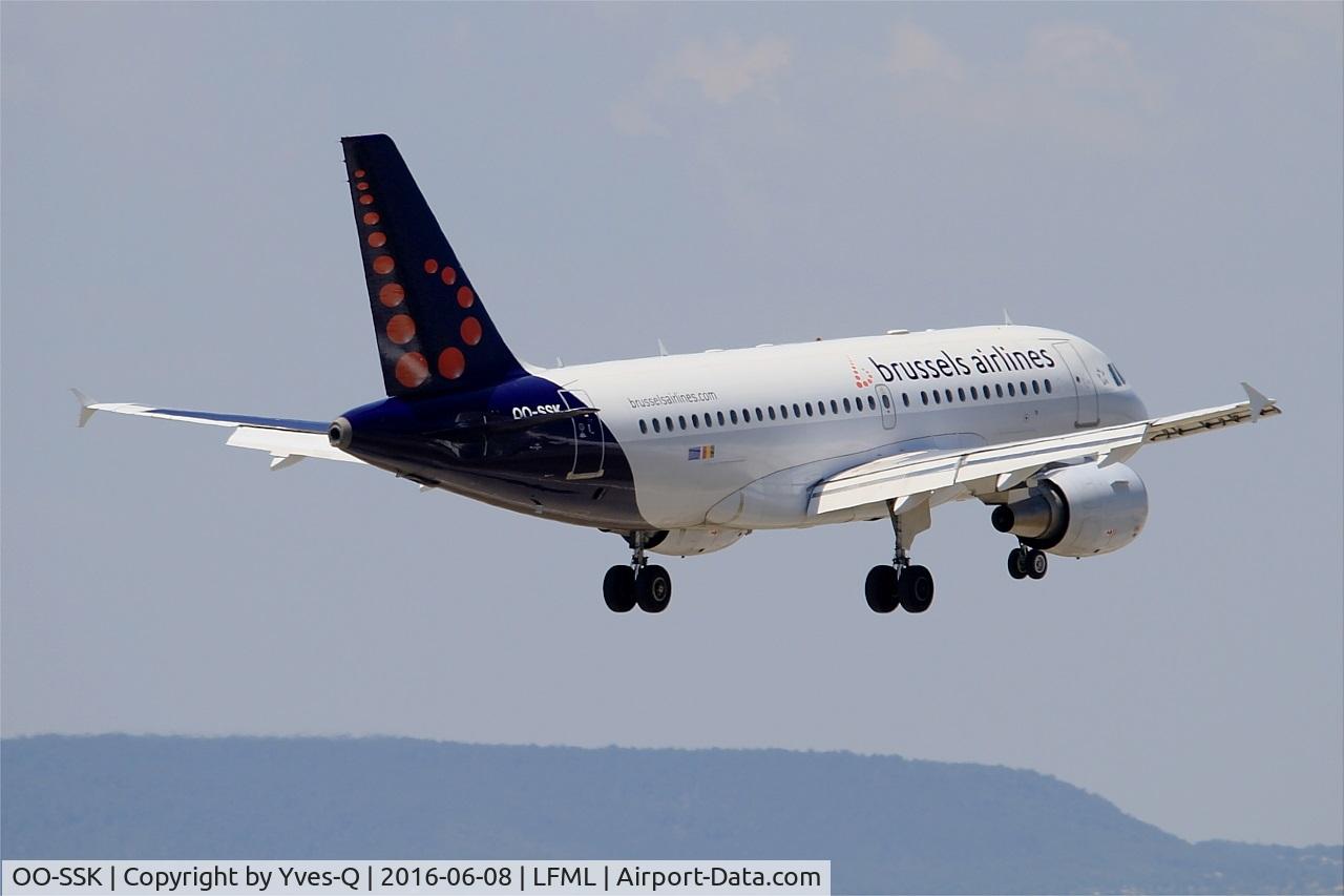 OO-SSK, 2000 Airbus A319-112 C/N 1336, Airbus A319-112, On final Rwy 31R, Marseille-Provence Airport (LFML-MRS)