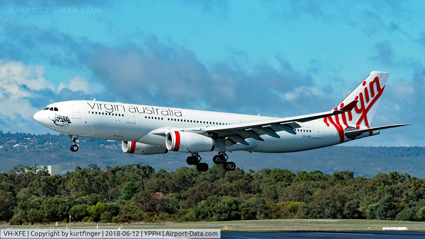 VH-XFE, 2012 Airbus A330-243 C/N 1319, Airbus A330-234. Virgin Australia VH -XFE final runway 03 YPPH 120618.