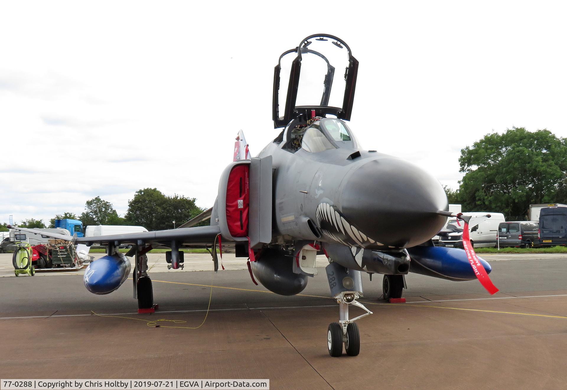 77-0288, 1977 McDonnell Douglas F-4E 2020 Phantom C/N 4997, 'Terminator' nose-on at RIAT 2019 RAF Fairford