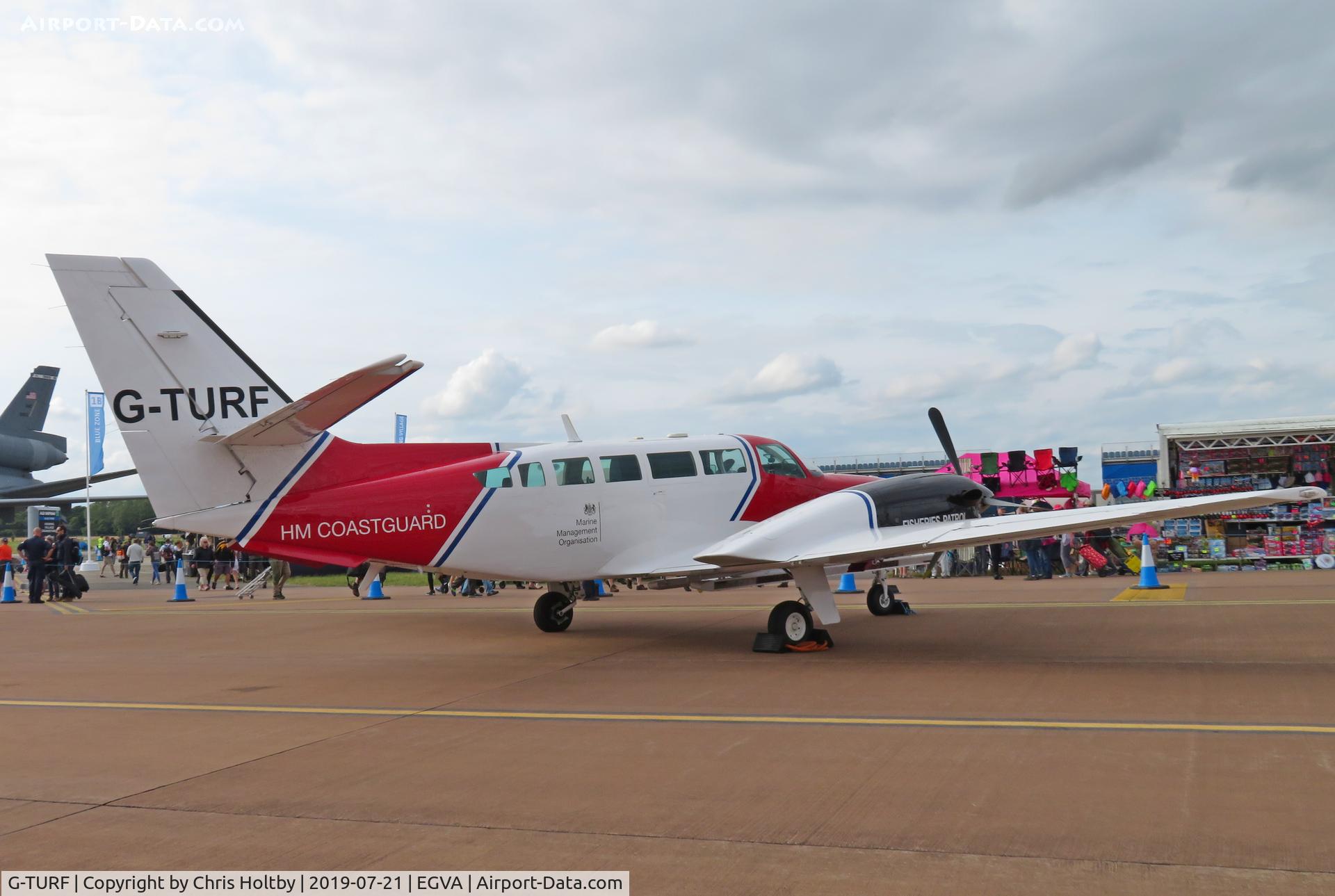 G-TURF, 1987 Reims Cessna F406 Caravan II C/N F406-0020, Parked on show at RIAT 2019 RAF Fairford