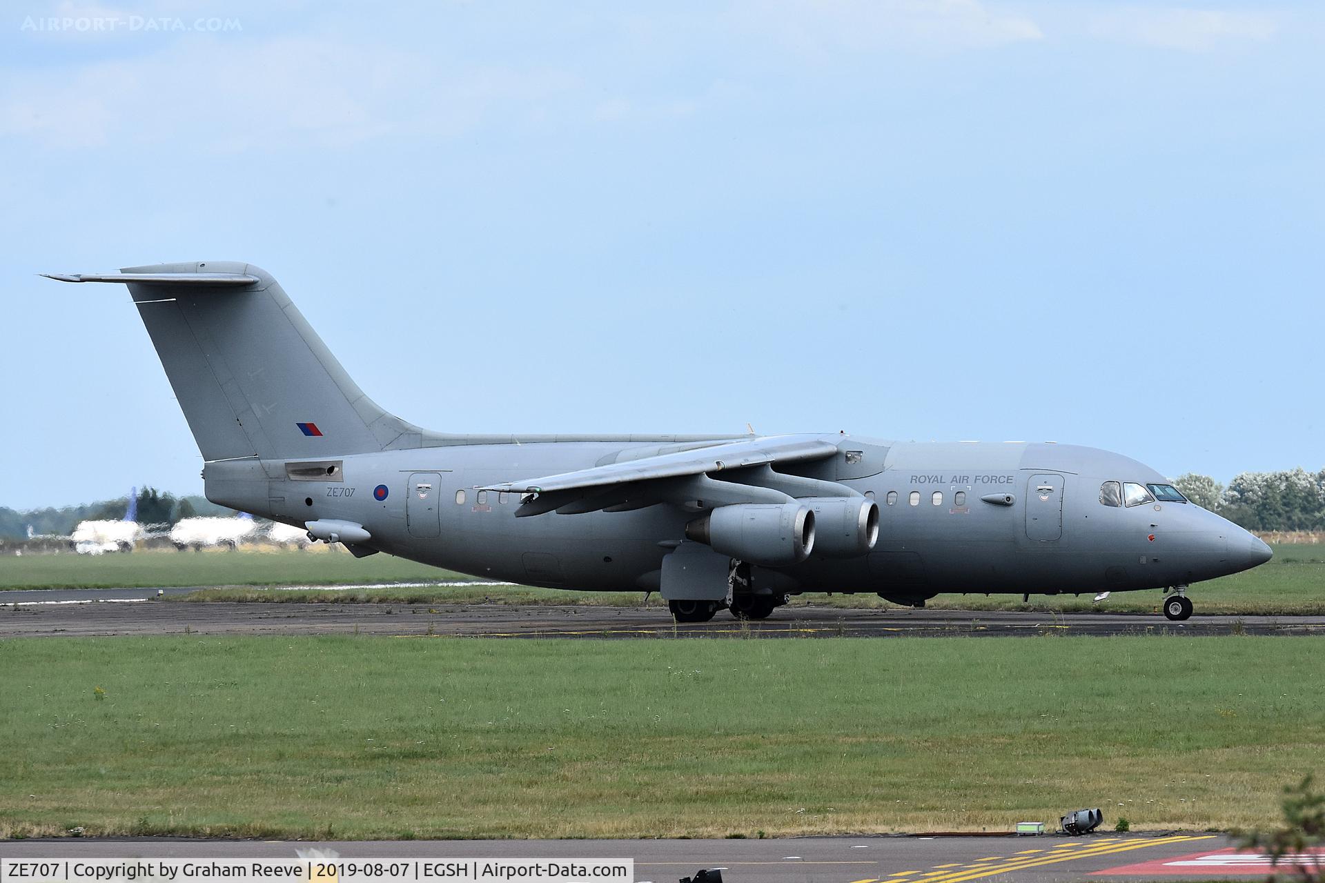 ZE707, 1991 British Aerospace BAe.146-200QC Quick Change C/N E2188, Just landed at Norwich.