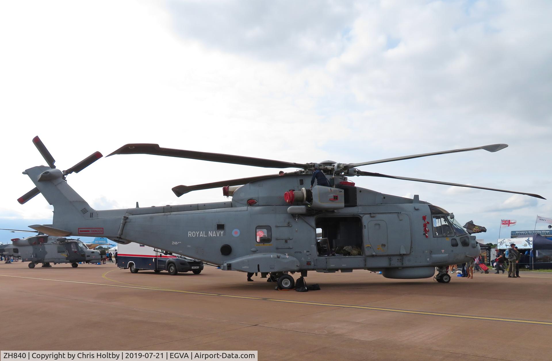 ZH840, AgustaWestland EH-101 Merlin HM1 (Mk111) C/N 50085/RN20, Sitting on static display at RIAT 2019 RAF Fairford