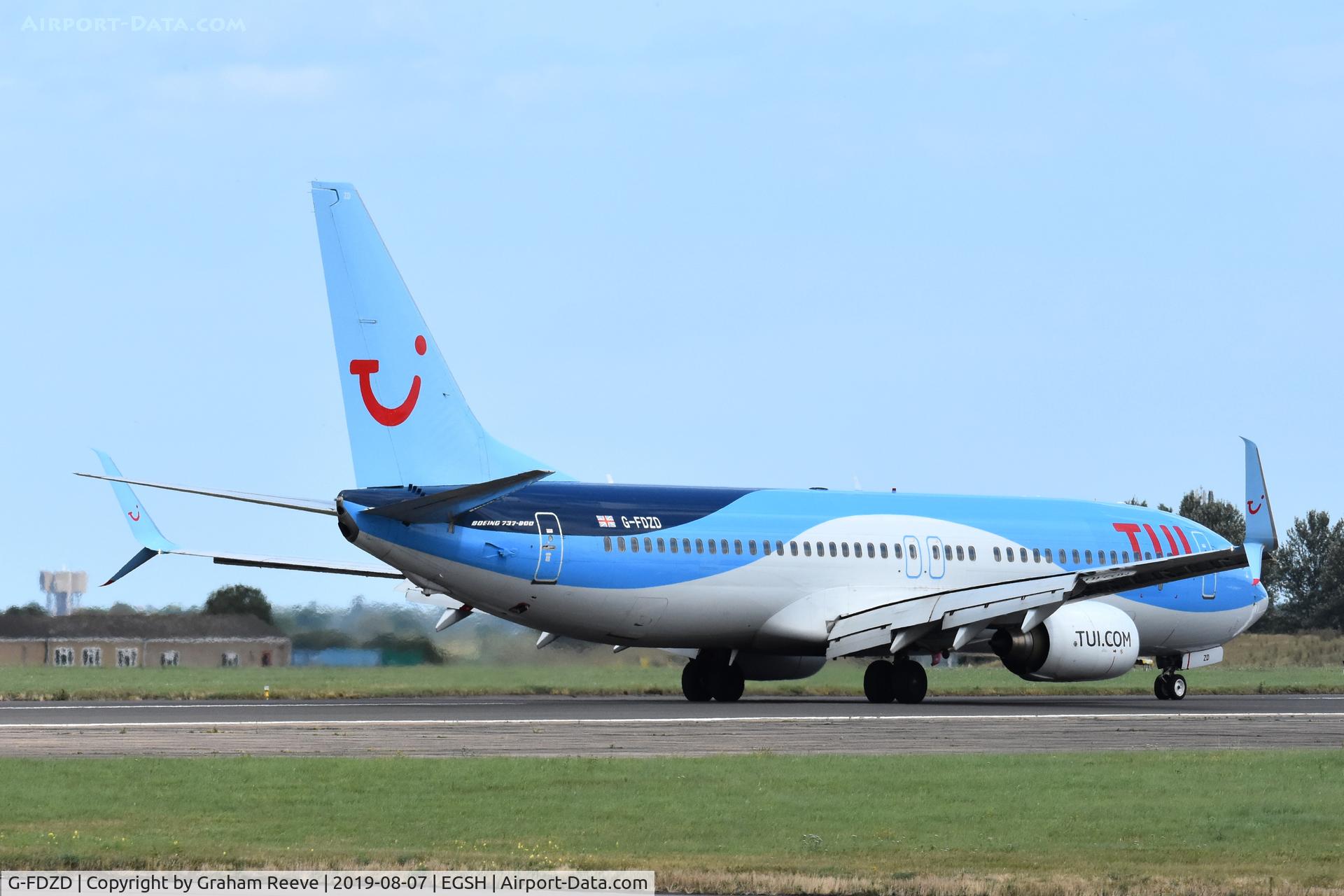 G-FDZD, 2007 Boeing 737-8K5 C/N 35132, Just landed at Norwich.
