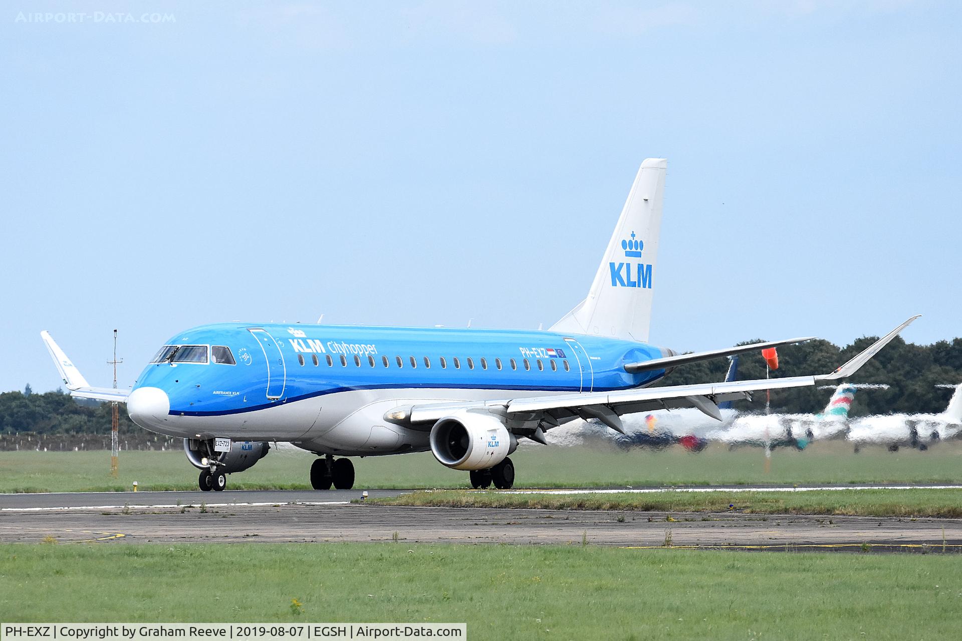 PH-EXZ, 2018 Embraer 175STD (ERJ-170-200) C/N 17000723, Just landed at Norwich.