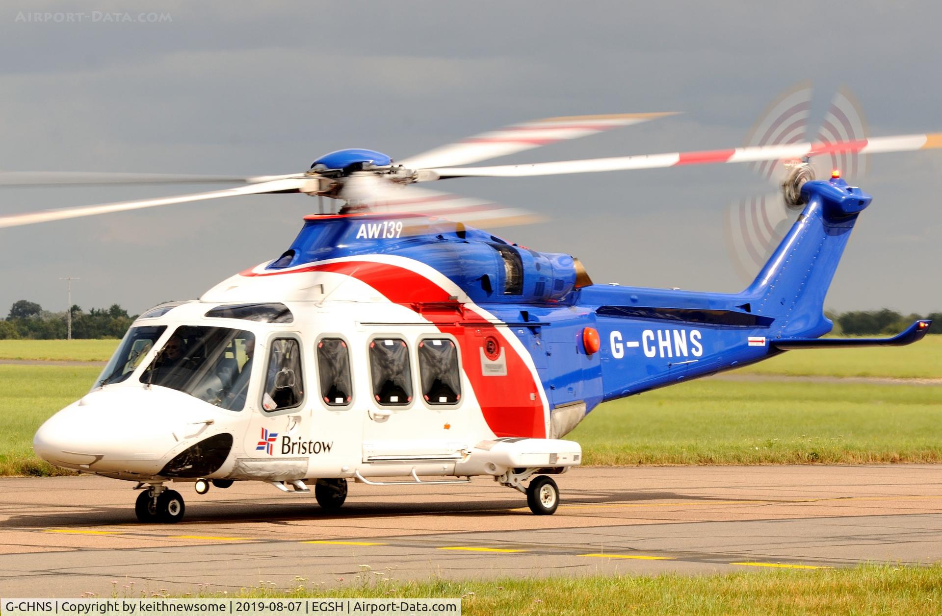 G-CHNS, 2012 AgustaWestland AW-139 C/N 31465, Leaving Norwich for offshore.