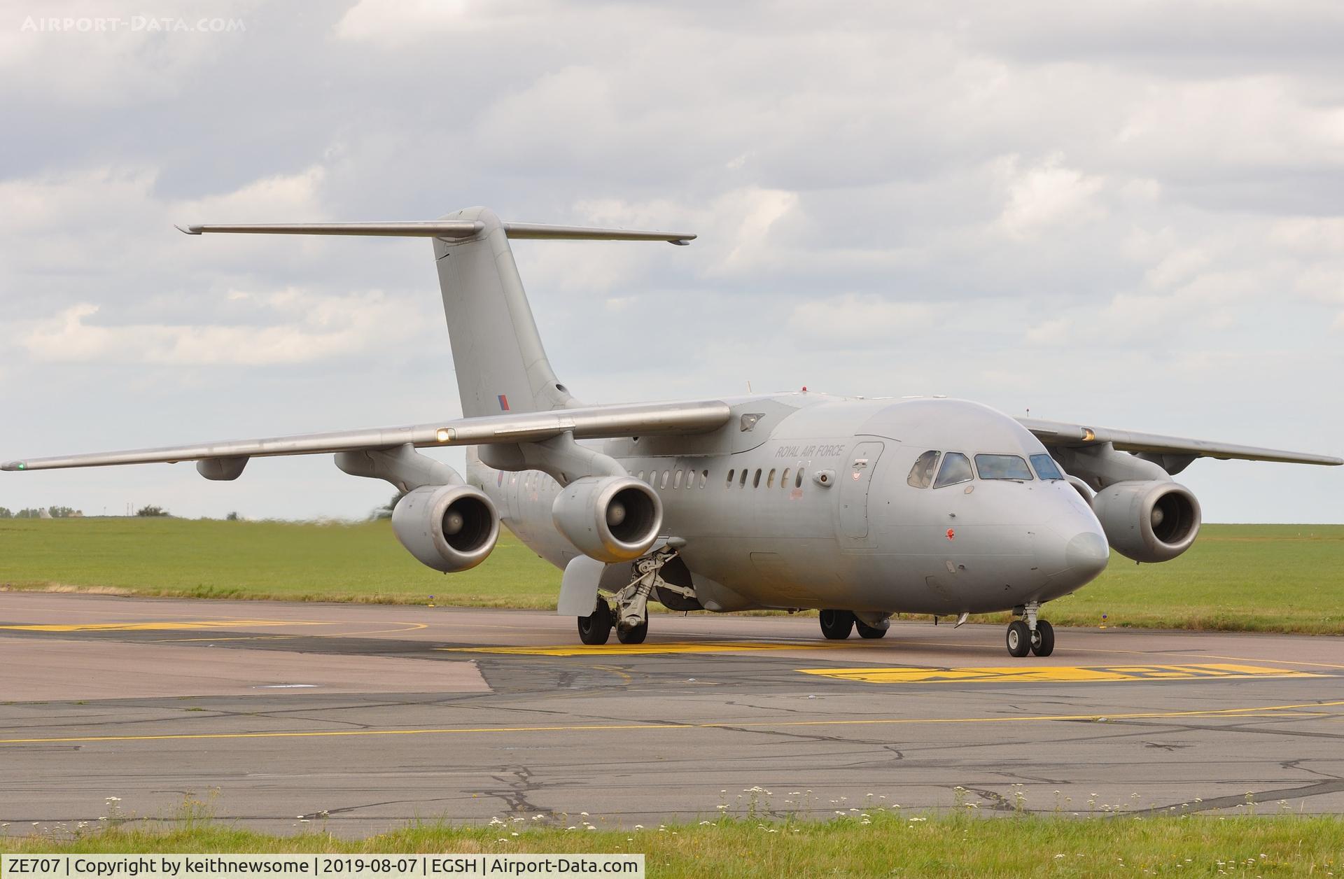 ZE707, 1991 British Aerospace BAe.146-200QC Quick Change C/N E2188, Regular visitor arriving at Norwich.