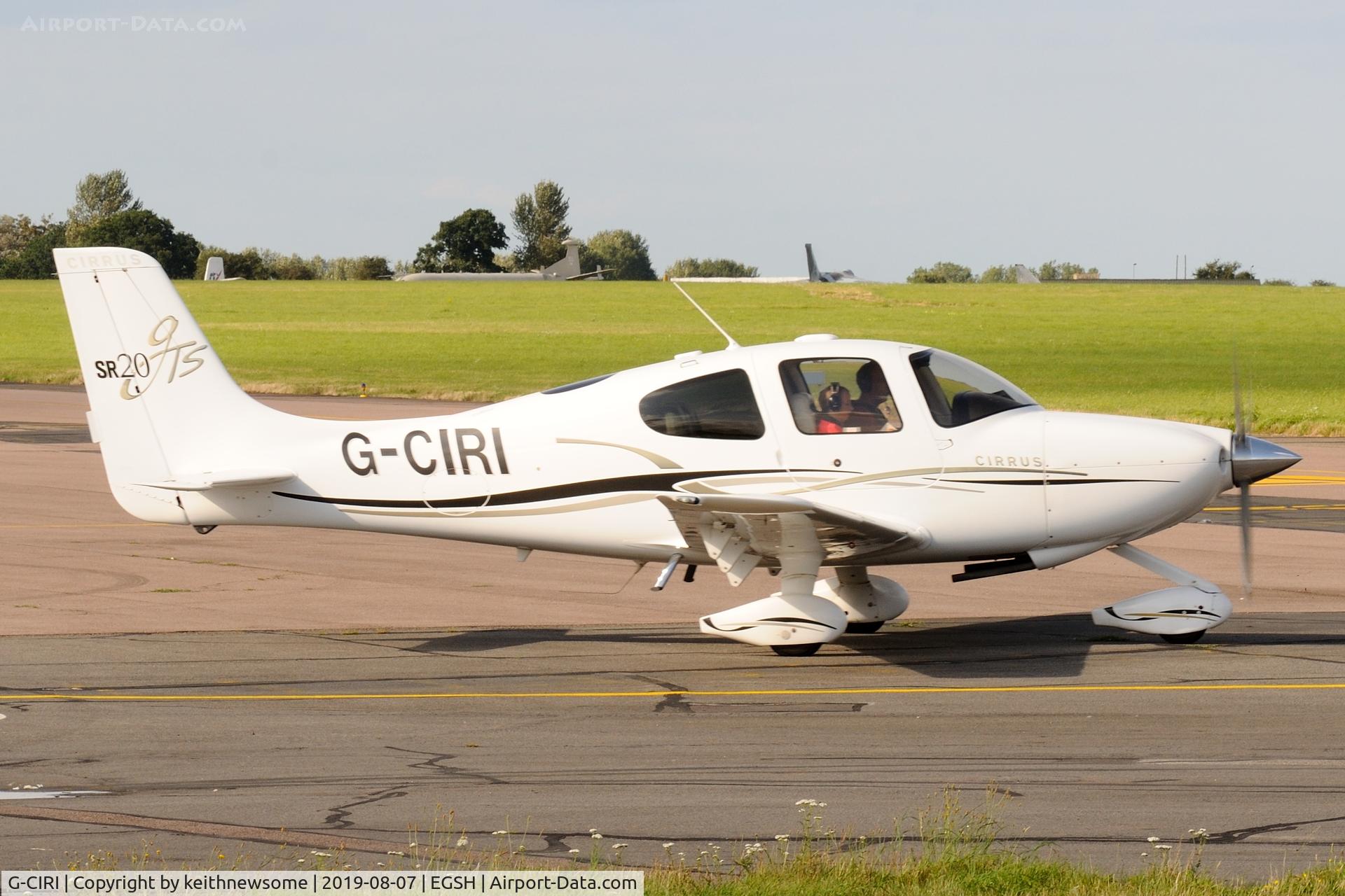 G-CIRI, 2007 Cirrus SR20 C/N 1791, Leaving Norwich.