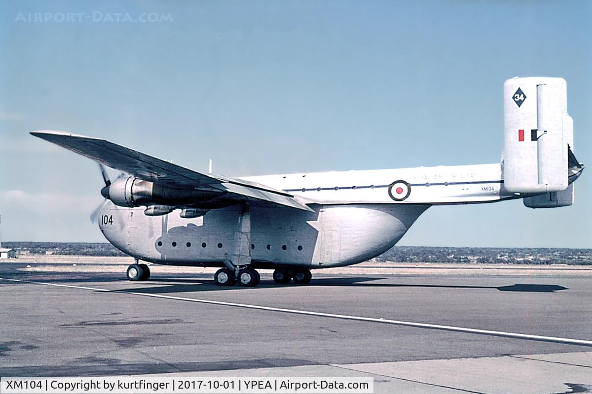 XM104, 1957 Blackburn Beverley C.1 C/N 1040, Blackburn Beverly C1, serial number 1040, RAF serial XM104, 34 sqn based at RAF Base Seletar, Singapore. Visiting RAAF Base Pearce (YPEA)1965.