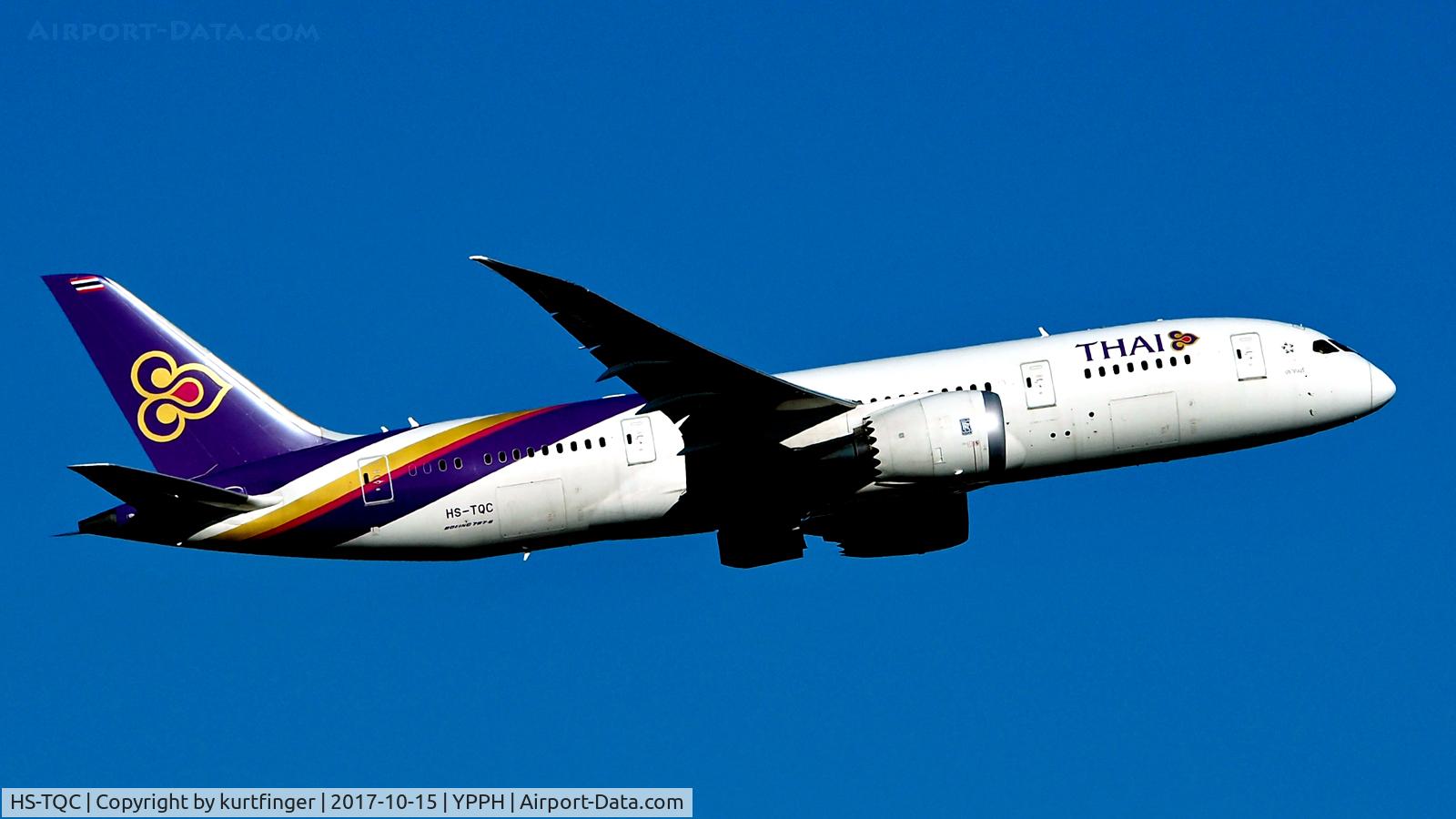 HS-TQC, 2014 Boeing 787-8 Dreamliner C/N 36110, Boeing 787-8 Thai HS-TQC departed runway 21 YPPH 151017