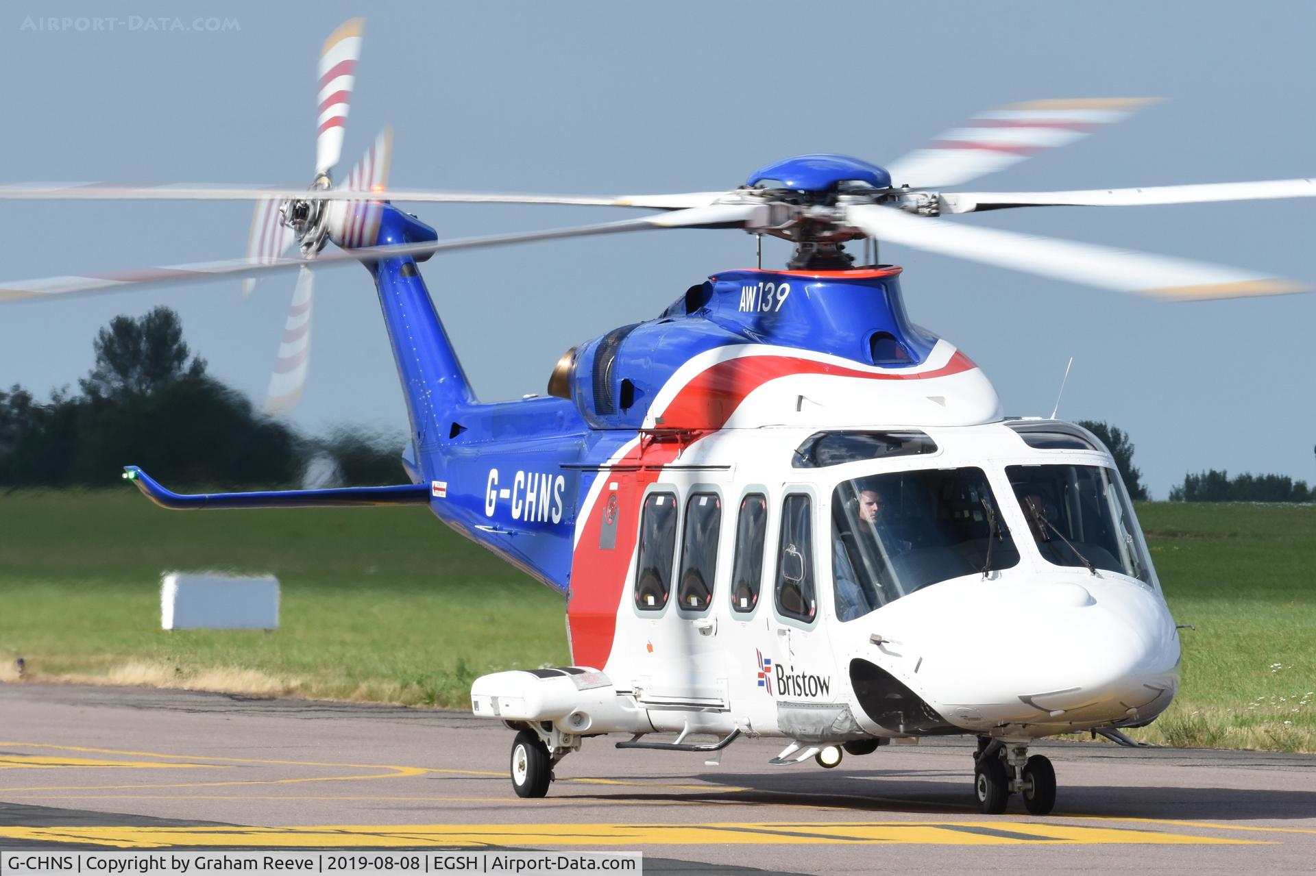 G-CHNS, 2012 AgustaWestland AW-139 C/N 31465, Departing from Norwich.