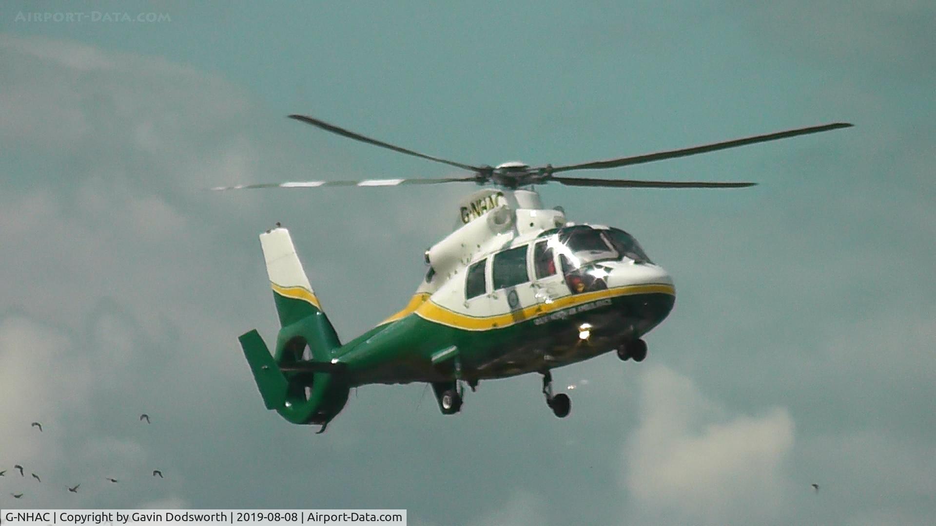 G-NHAC, 1996 Eurocopter AS-365N-2 Dauphin 2 C/N 6497, Great North Air Ambulance G-NHAC landing in Darlington on 08/08/19