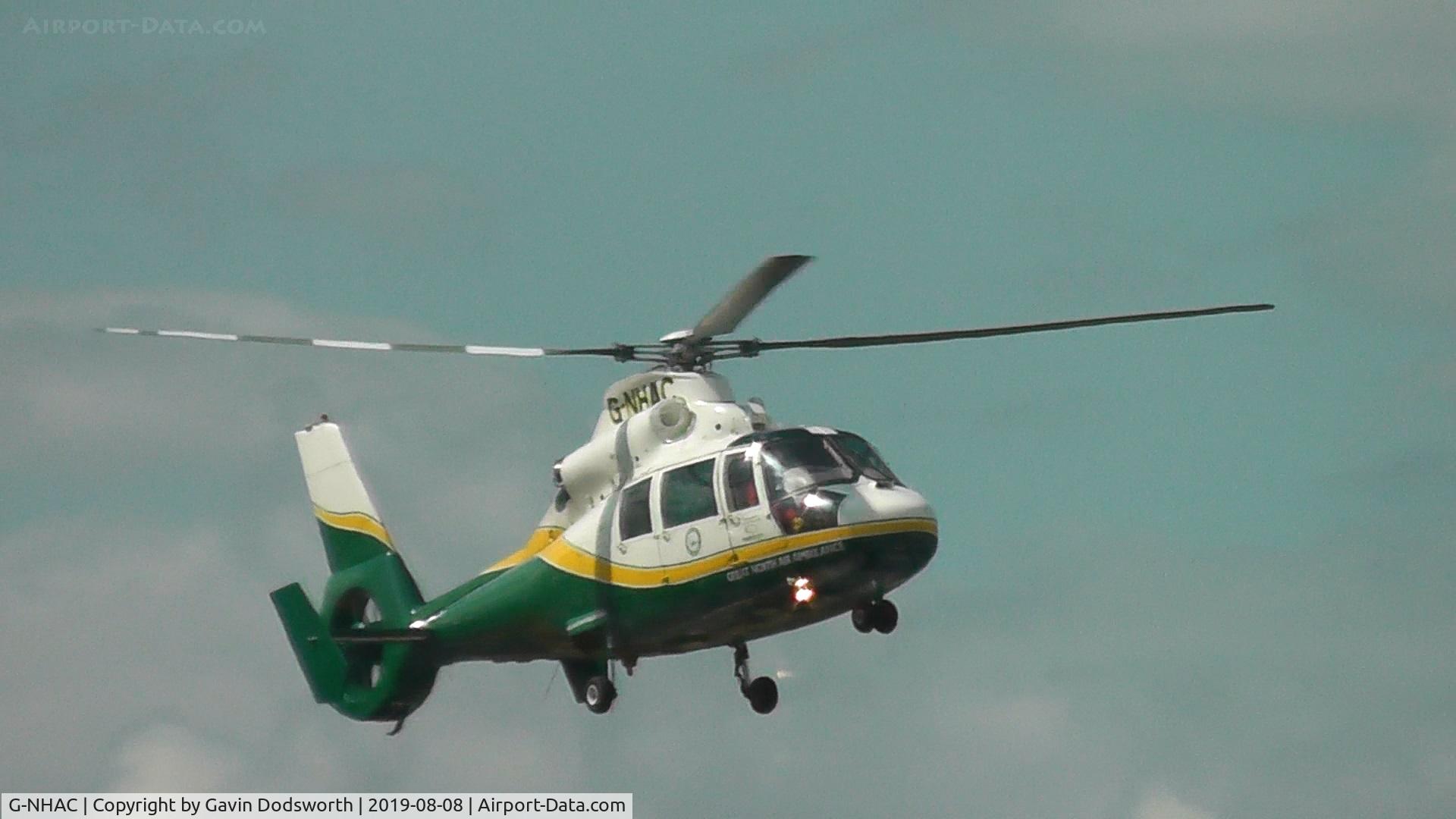 G-NHAC, 1996 Eurocopter AS-365N-2 Dauphin 2 C/N 6497, Great North Air Ambulance G-NHAC landing in Darlington on 08/08/19