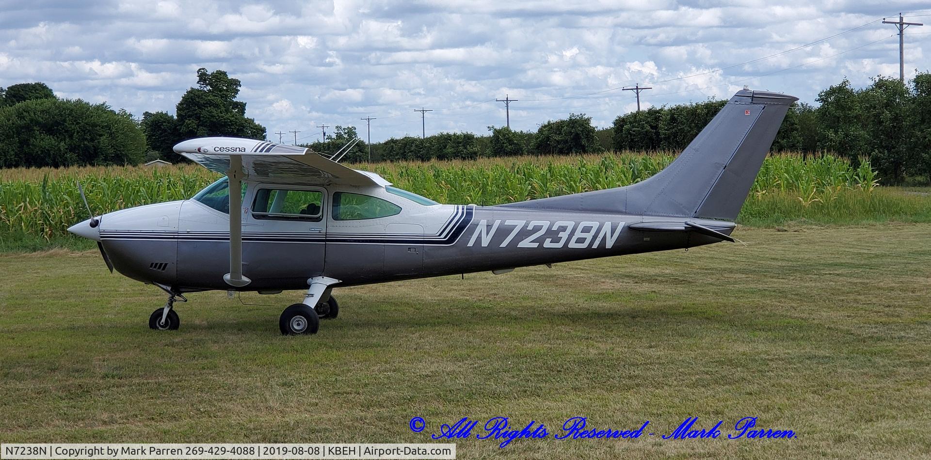 N7238N, 1974 Cessna 182P Skylane C/N 18263029, On grass strip - Cass County, Michigan