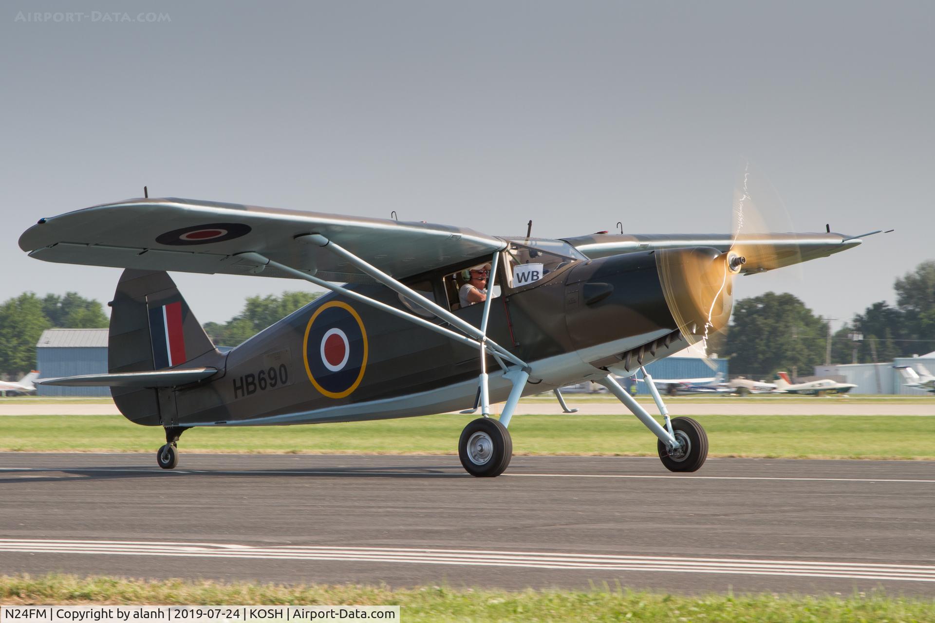 N24FM, 1943 Fairchild UC-61K Argus III (24R-46A) C/N 928, Arriving at AirVenture 2019